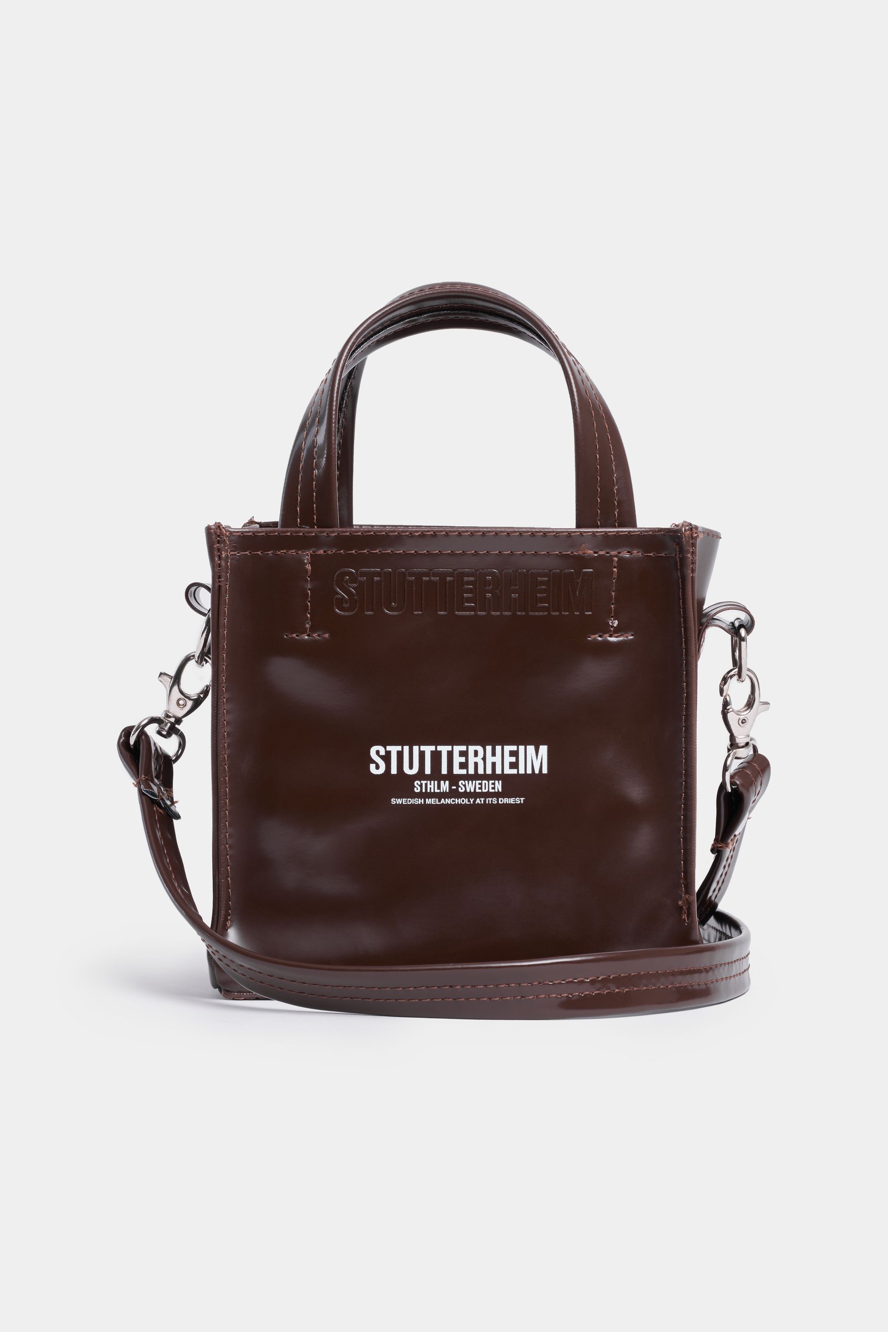 stutterheim biblio opal mini bag dark brown  accessories bags handbags