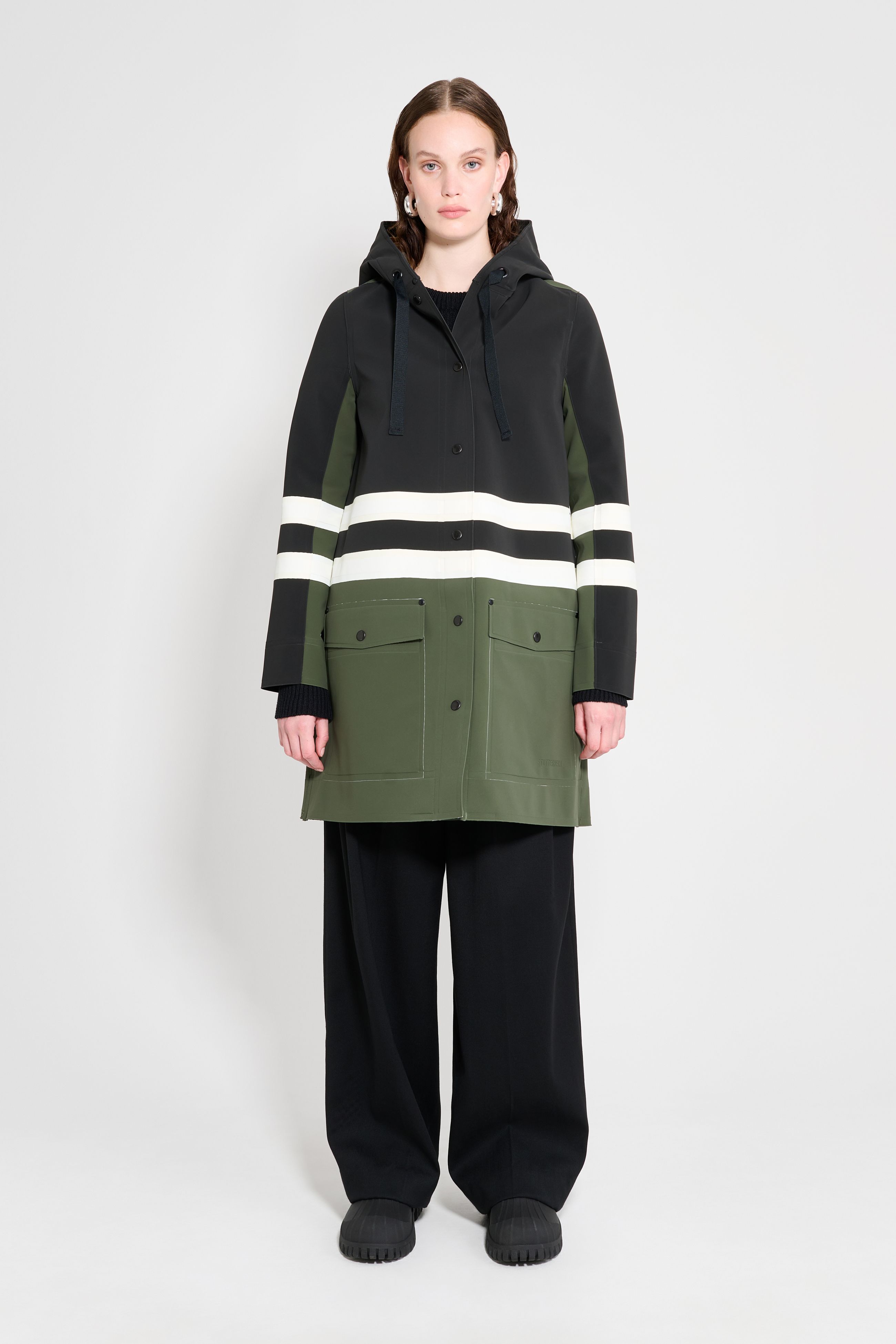 stutterheim blackeberg black/green/white women jackets raincoats