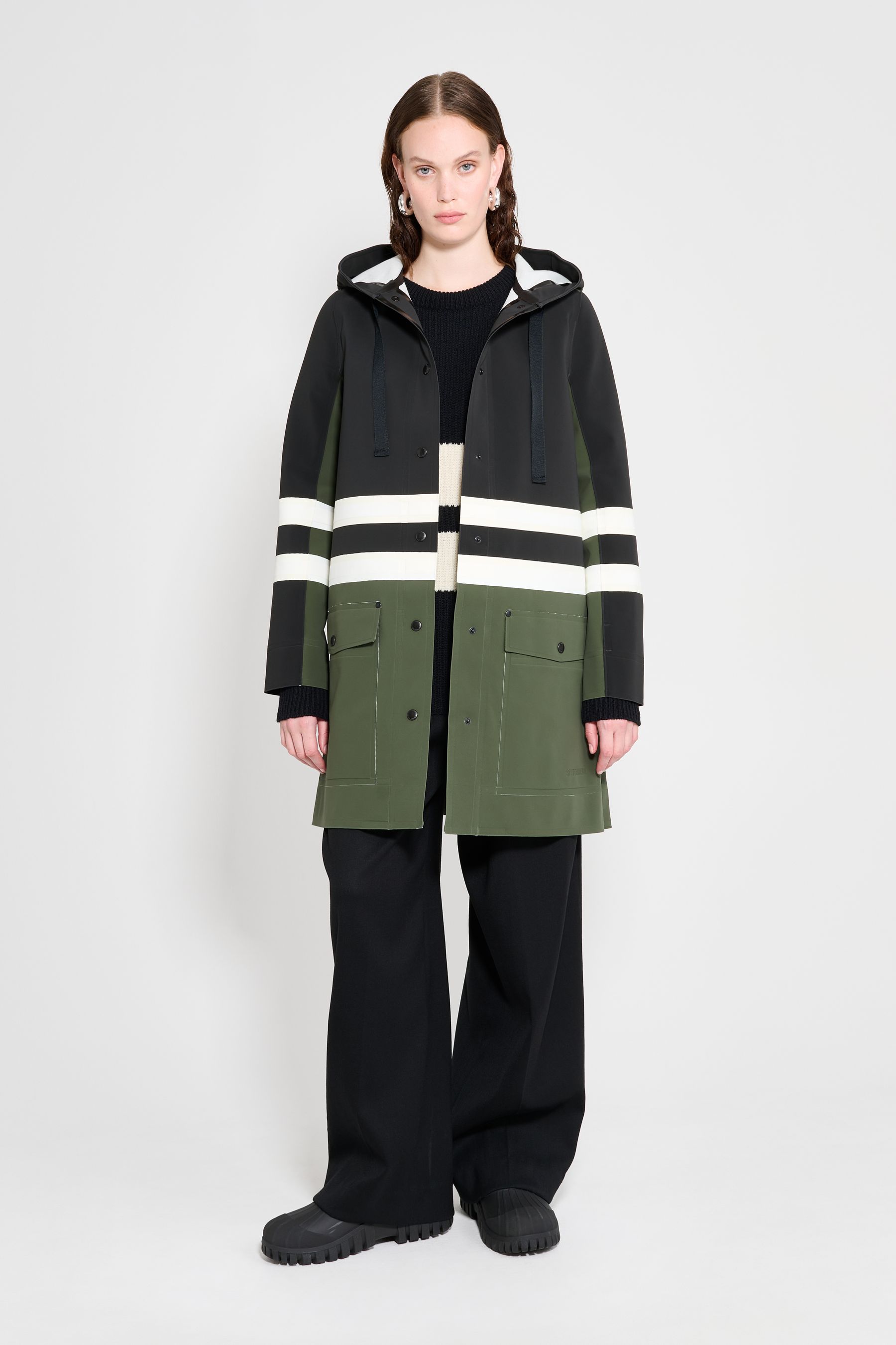 stutterheim blackeberg black/green/white women jackets raincoats