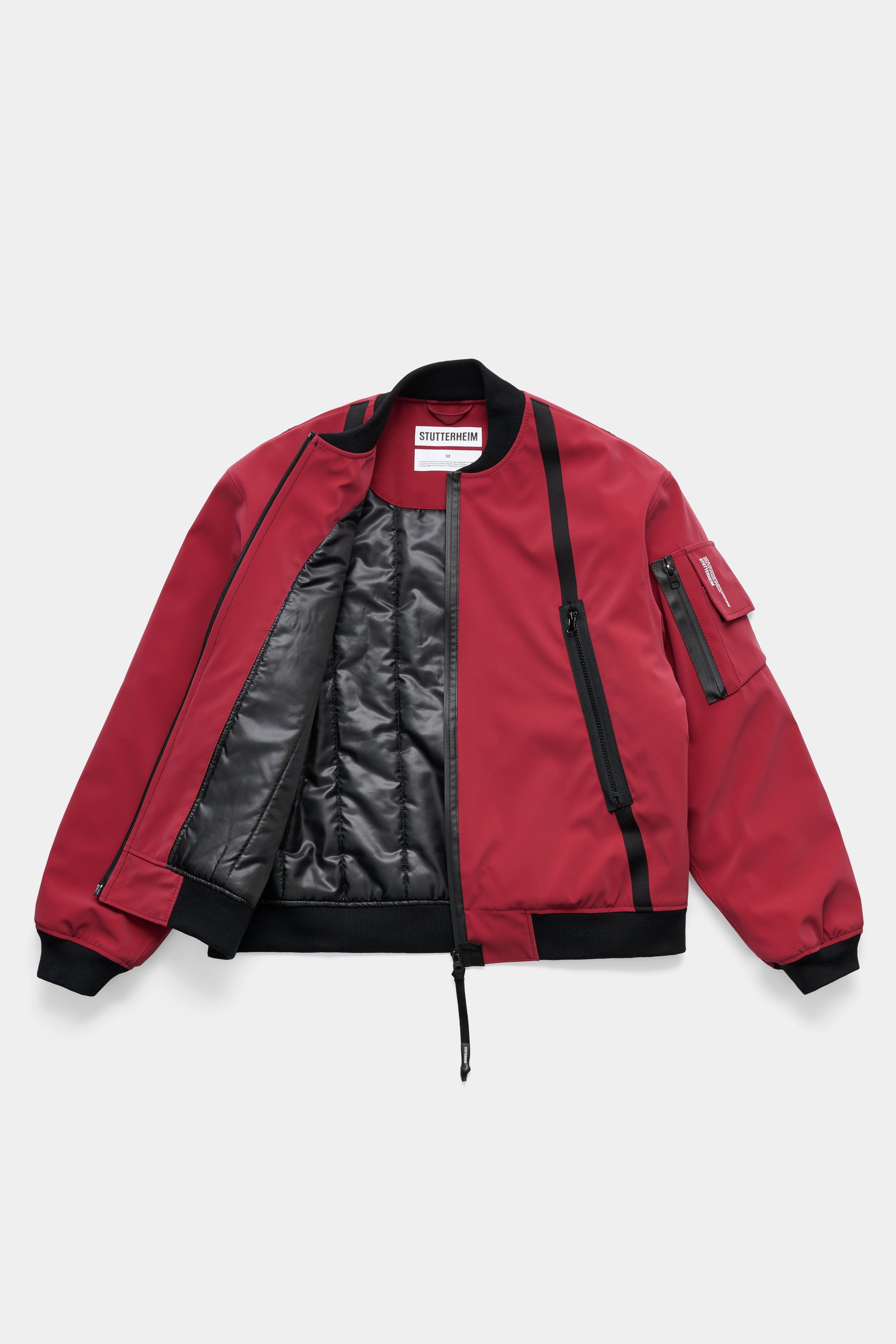stutterheim bredsand zip winter bomber jacket burgundy men jackets