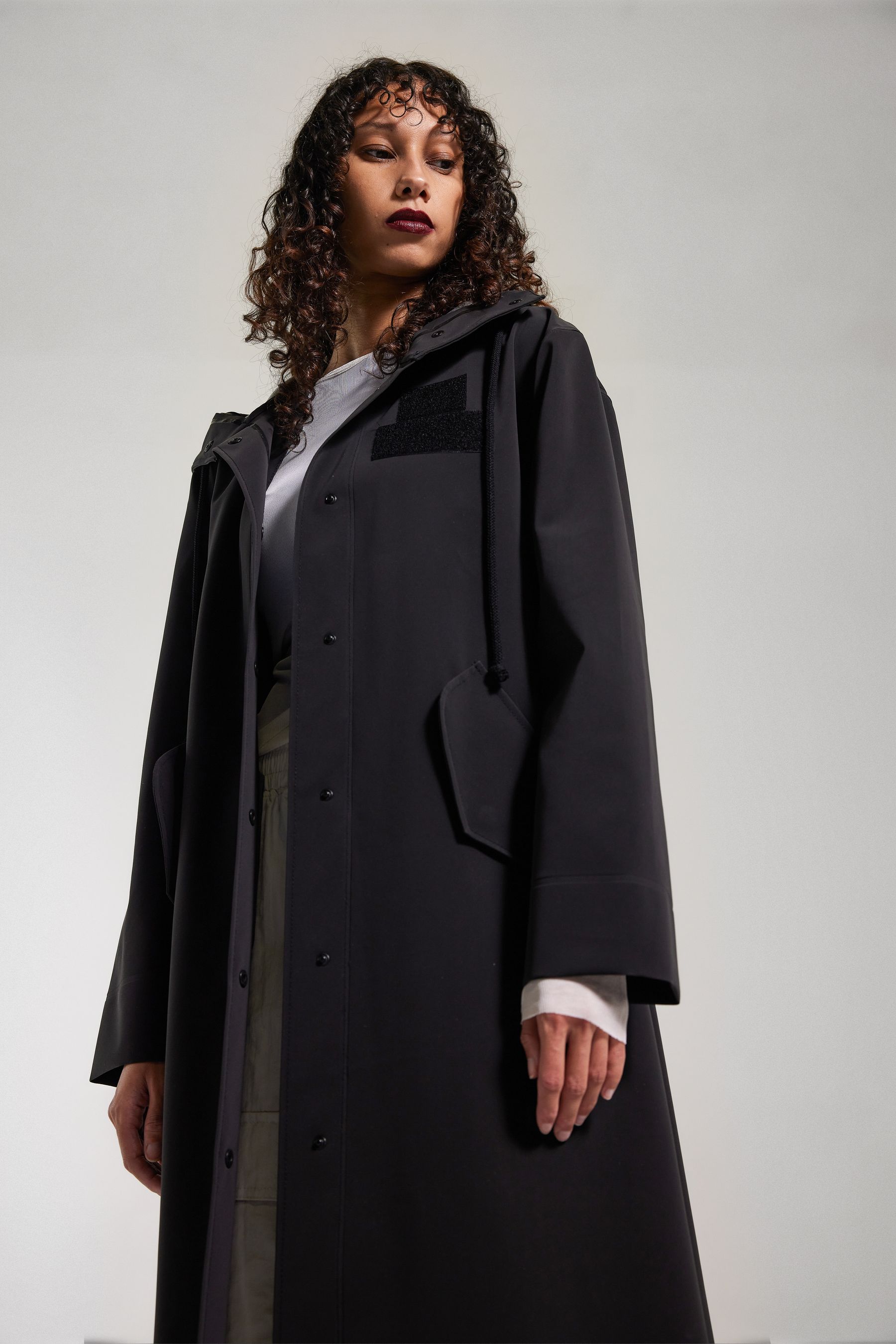 stutterheim chatham matte raincoat black women jackets long-raincoats