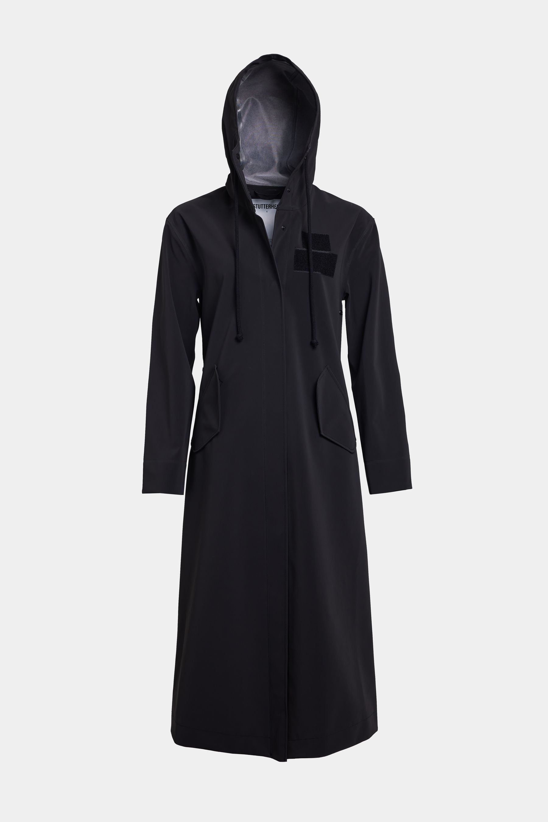 stutterheim chatham matte raincoat black women jackets long-raincoats