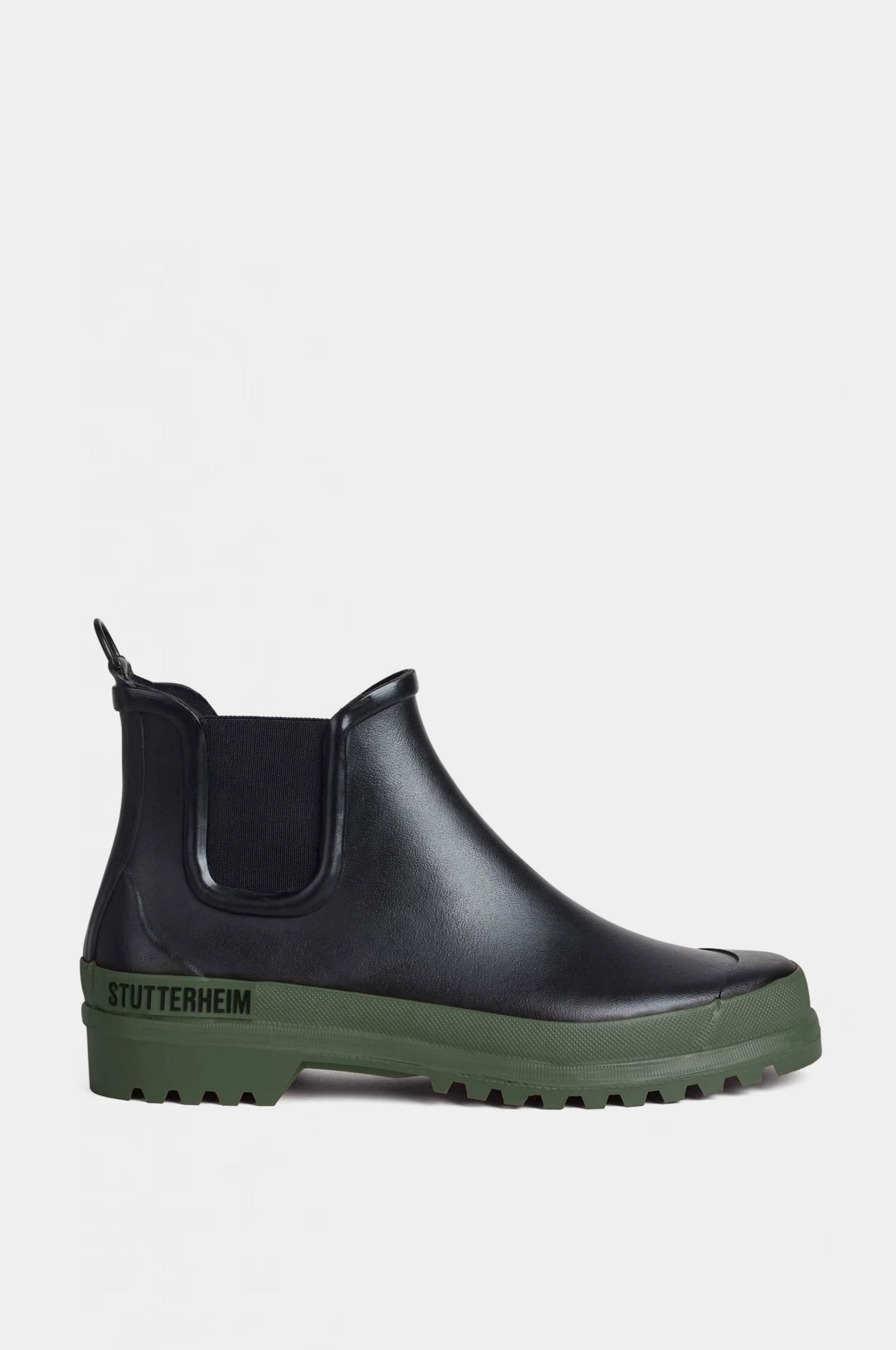 stutterheim chelsea rainwalker black/green footwear rain-boots