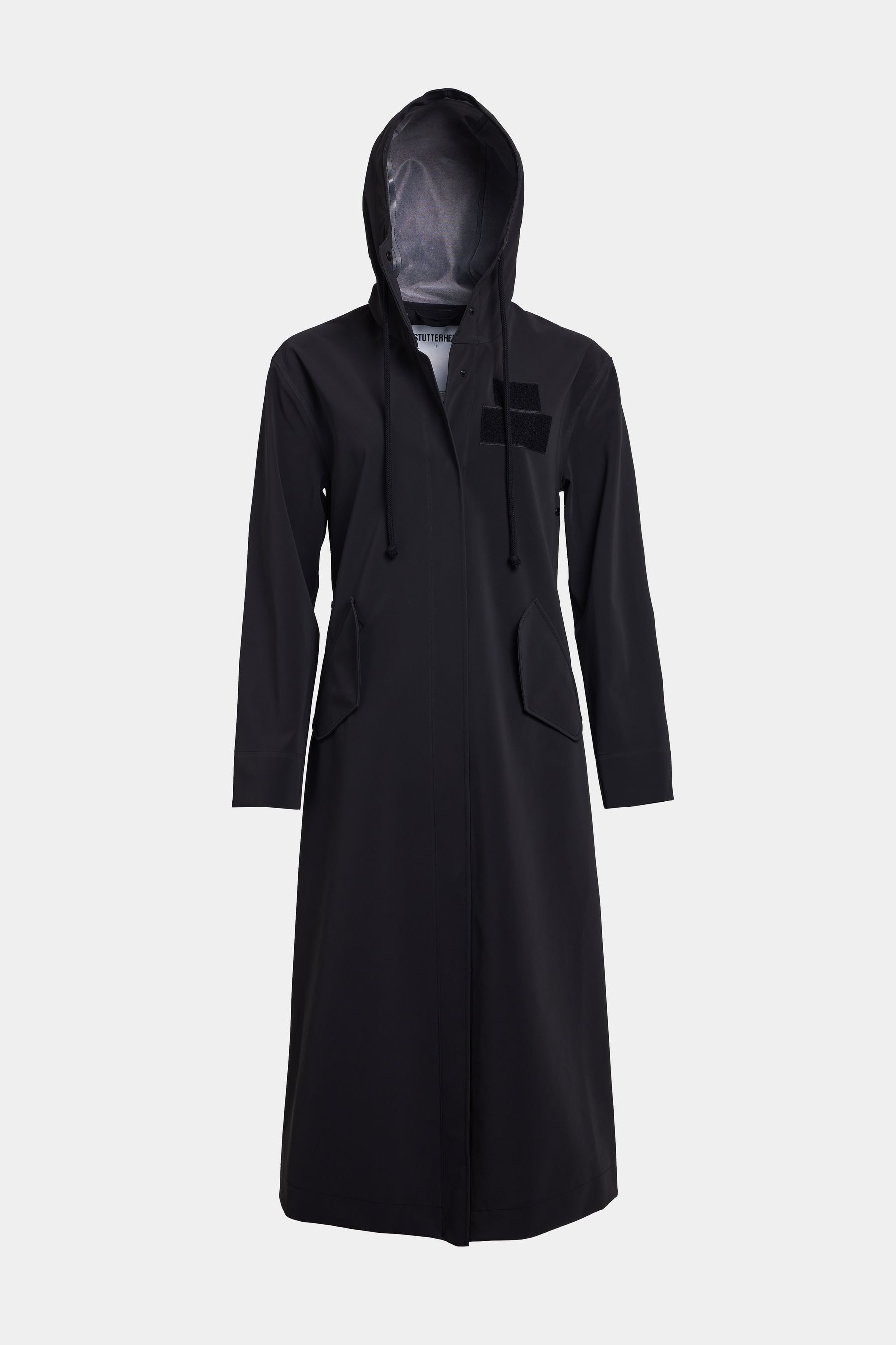 stutterheim chetham matte raincoat black women jackets long-raincoats