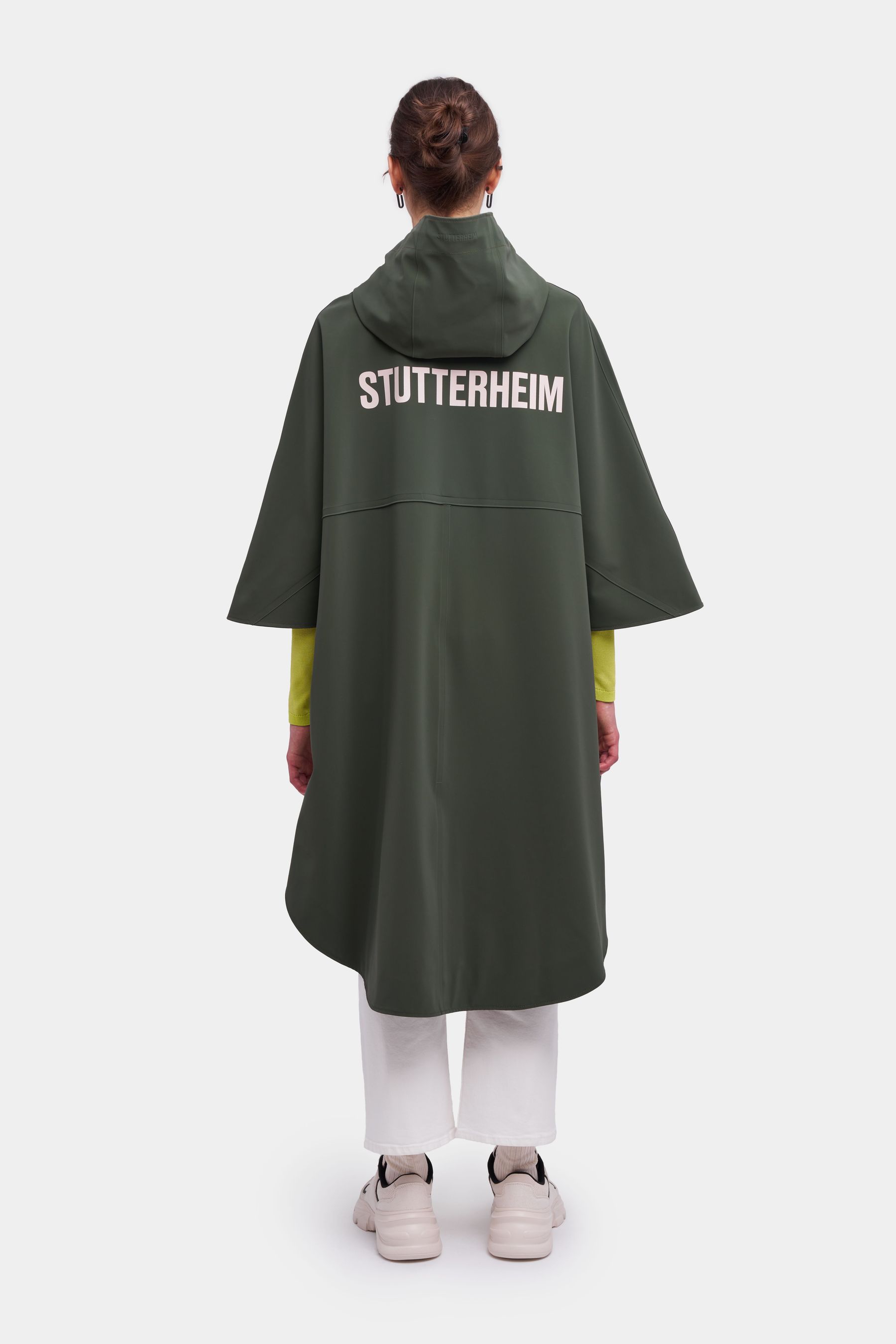 stutterheim concert print matte poncho dark green women jackets ponchos