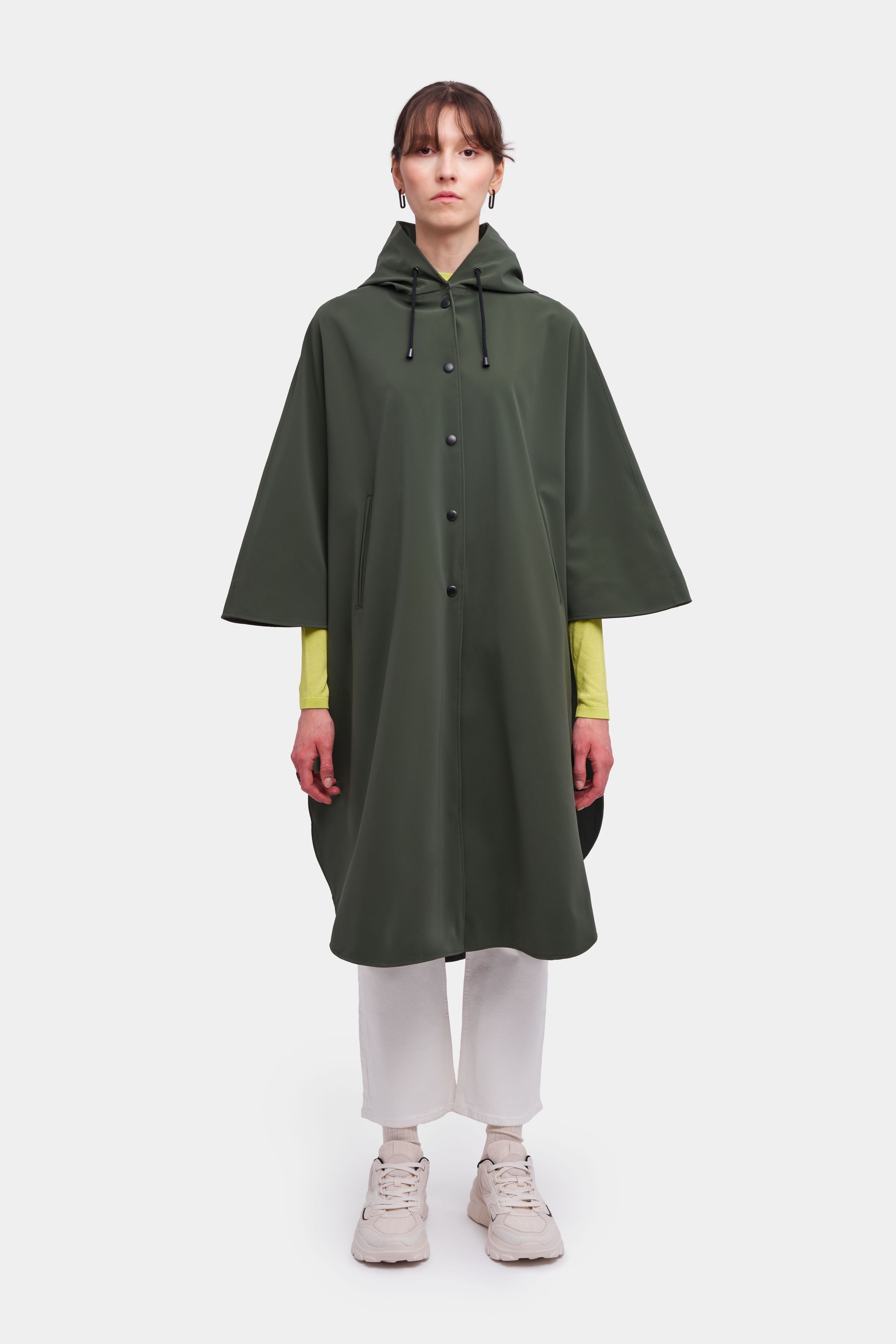 stutterheim concert print matte poncho dark green women jackets ponchos