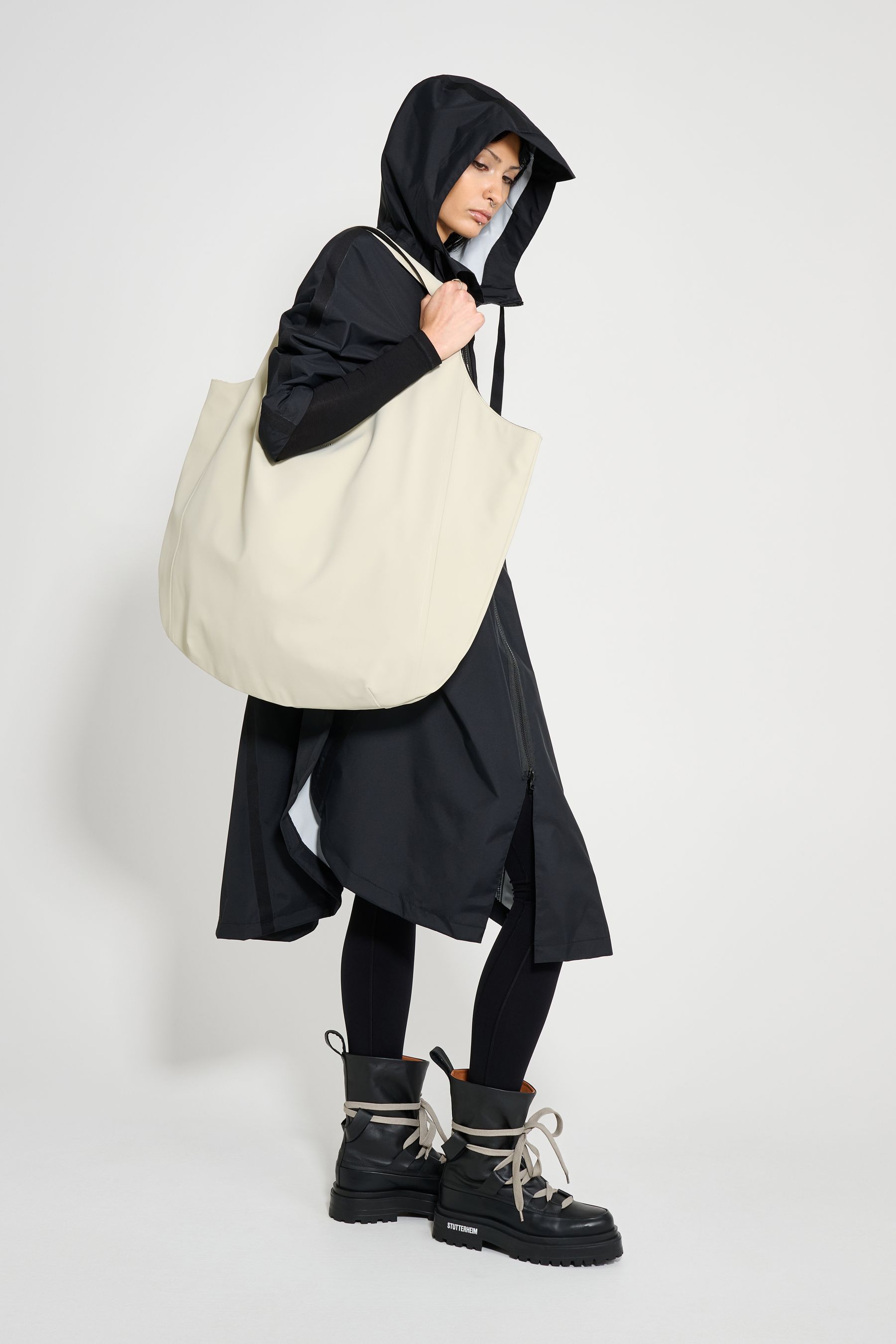 stutterheim concert tape poncho black women jackets ponchos