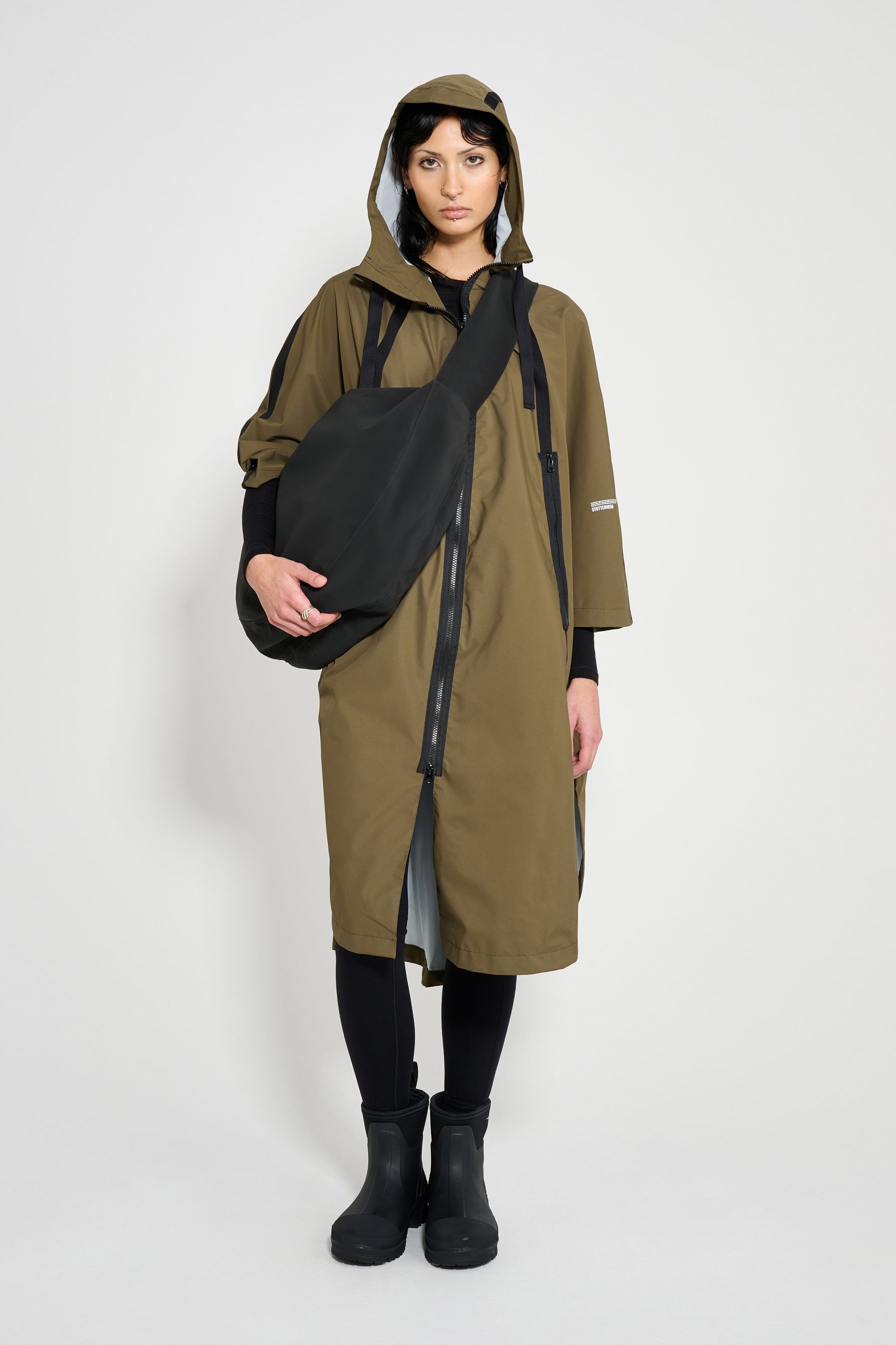 stutterheim concert tape poncho green women jackets ponchos