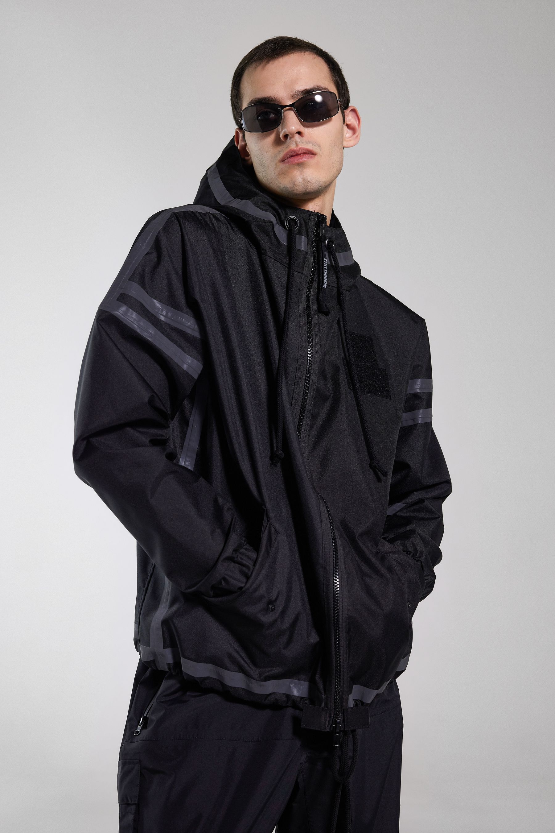 stutterheim forsa full zip jacket black men jackets raincoats