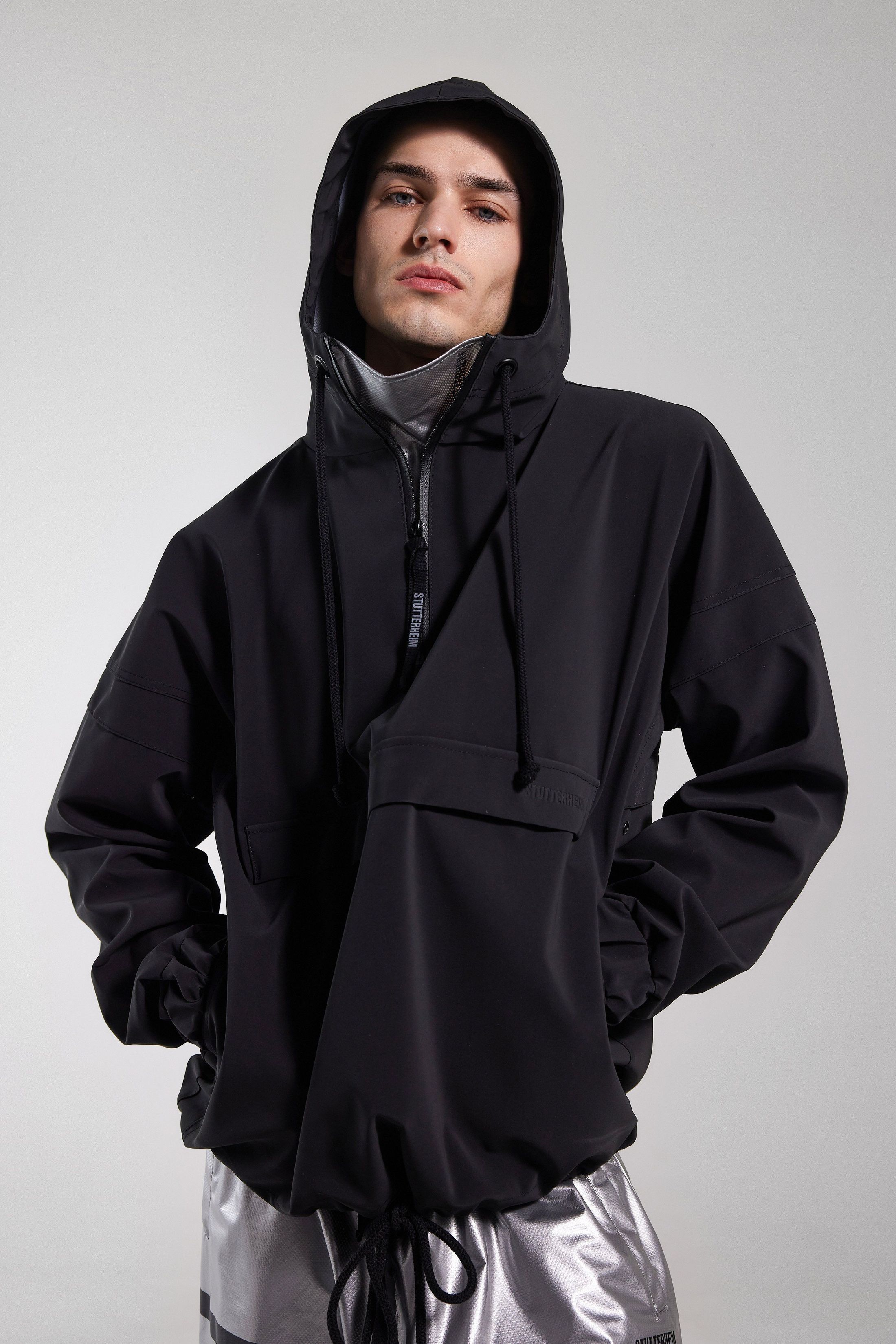 stutterheim forsa matte anorak black men jackets raincoats