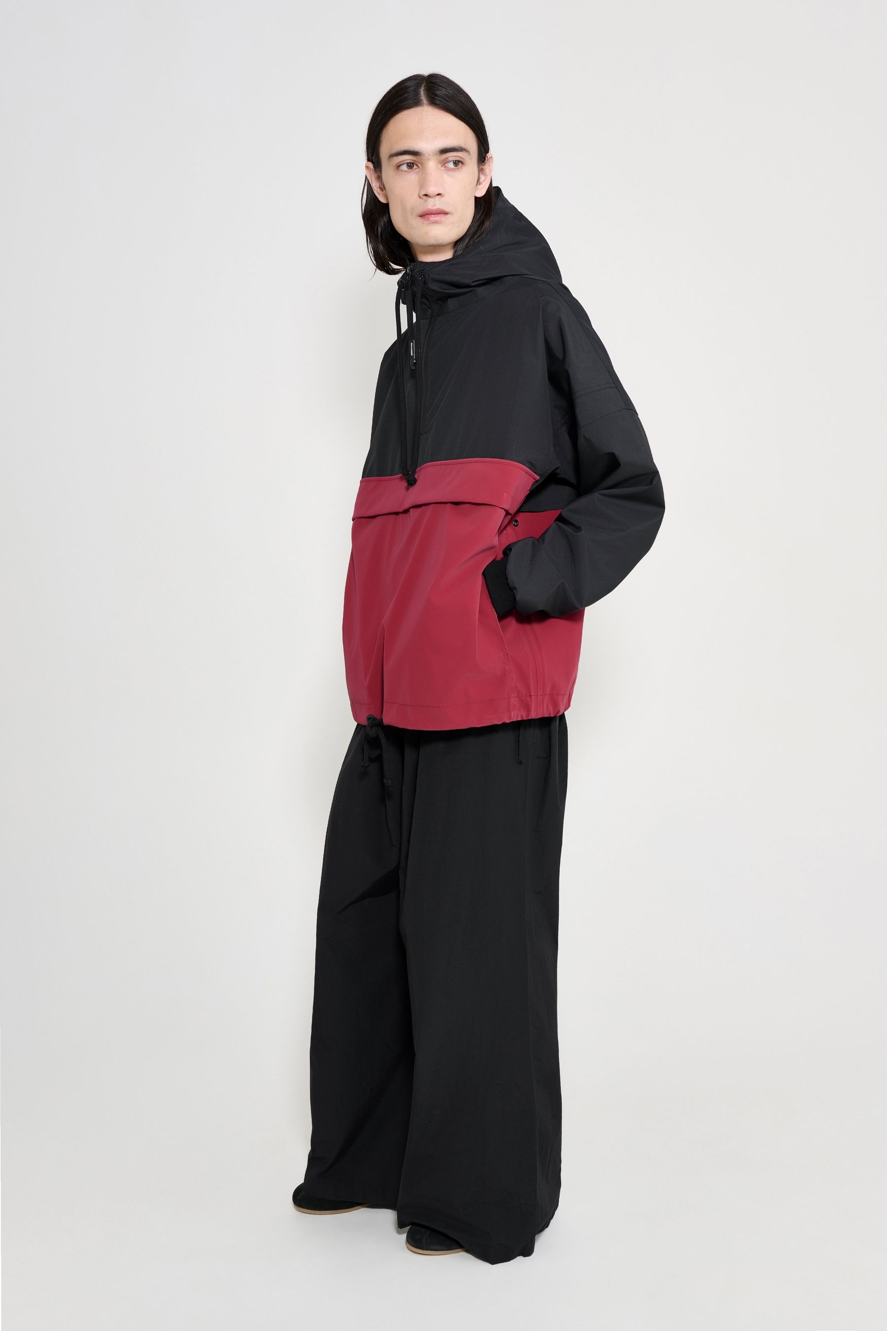 stutterheim forsa two-tone matte anorak black/burgundy men jackets