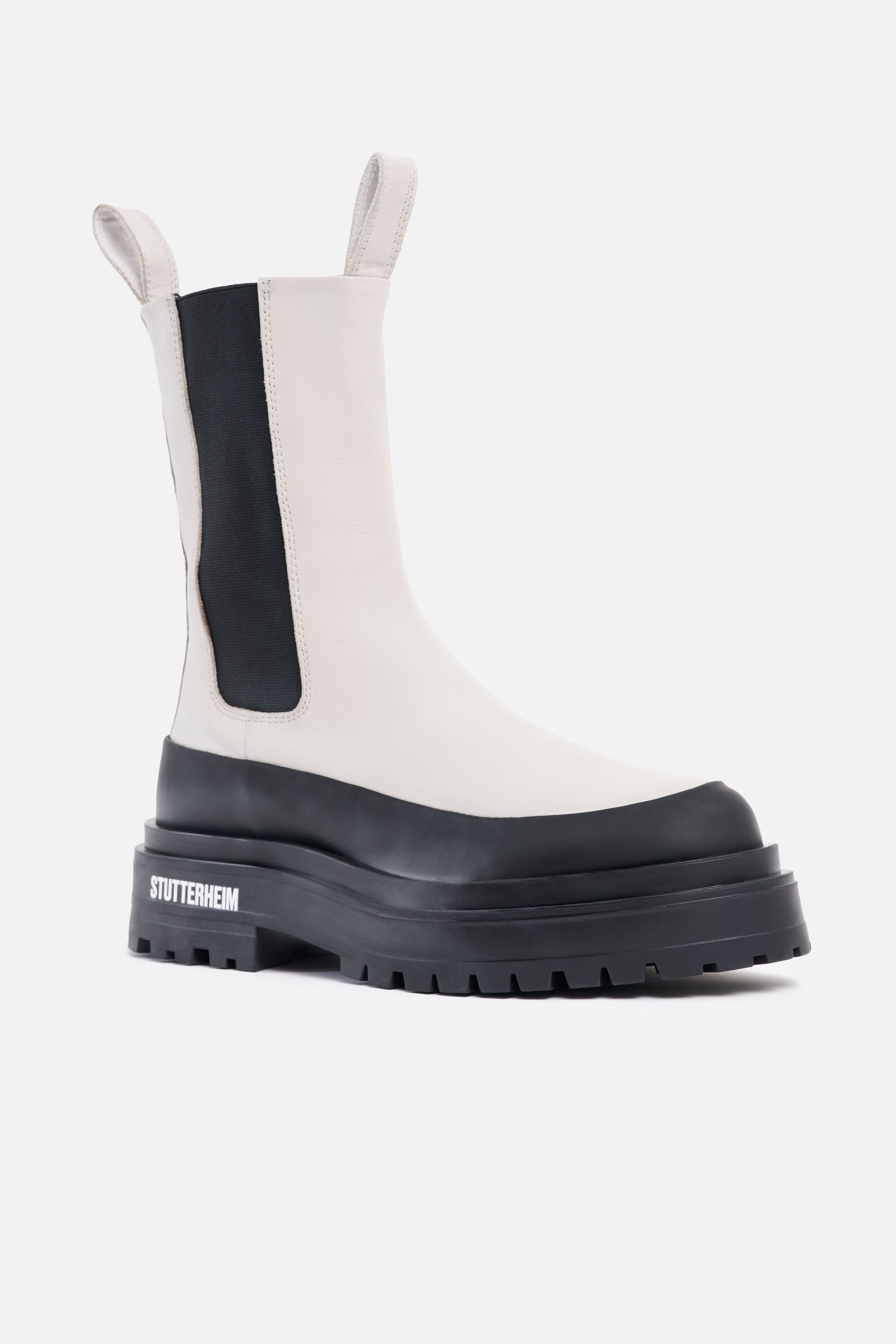 stutterheim high walker leather boots ivory footwear chelsea-boots