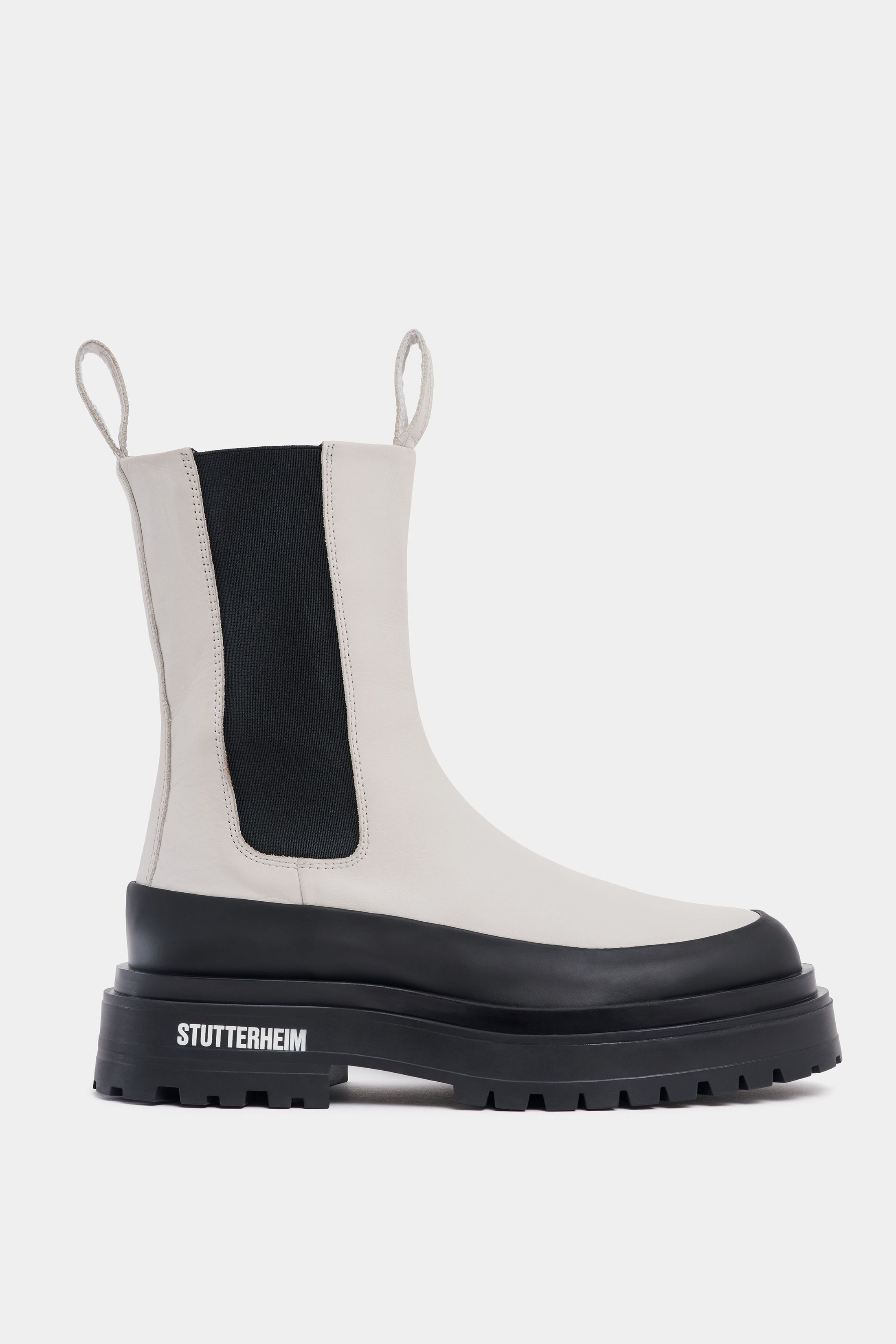 stutterheim high walker leather boots ivory footwear chelsea-boots