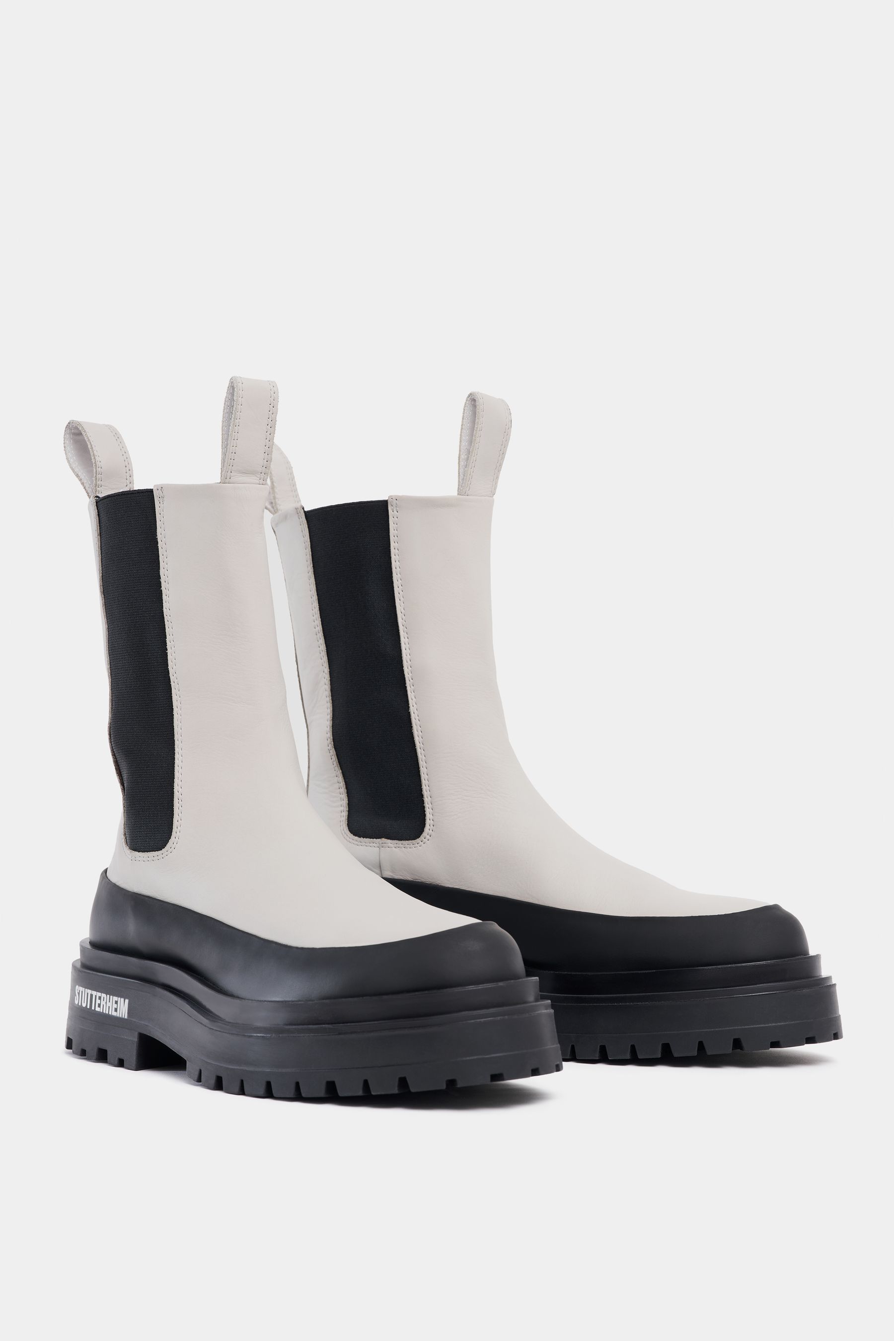 stutterheim high walker leather boots ivory footwear chelsea-boots