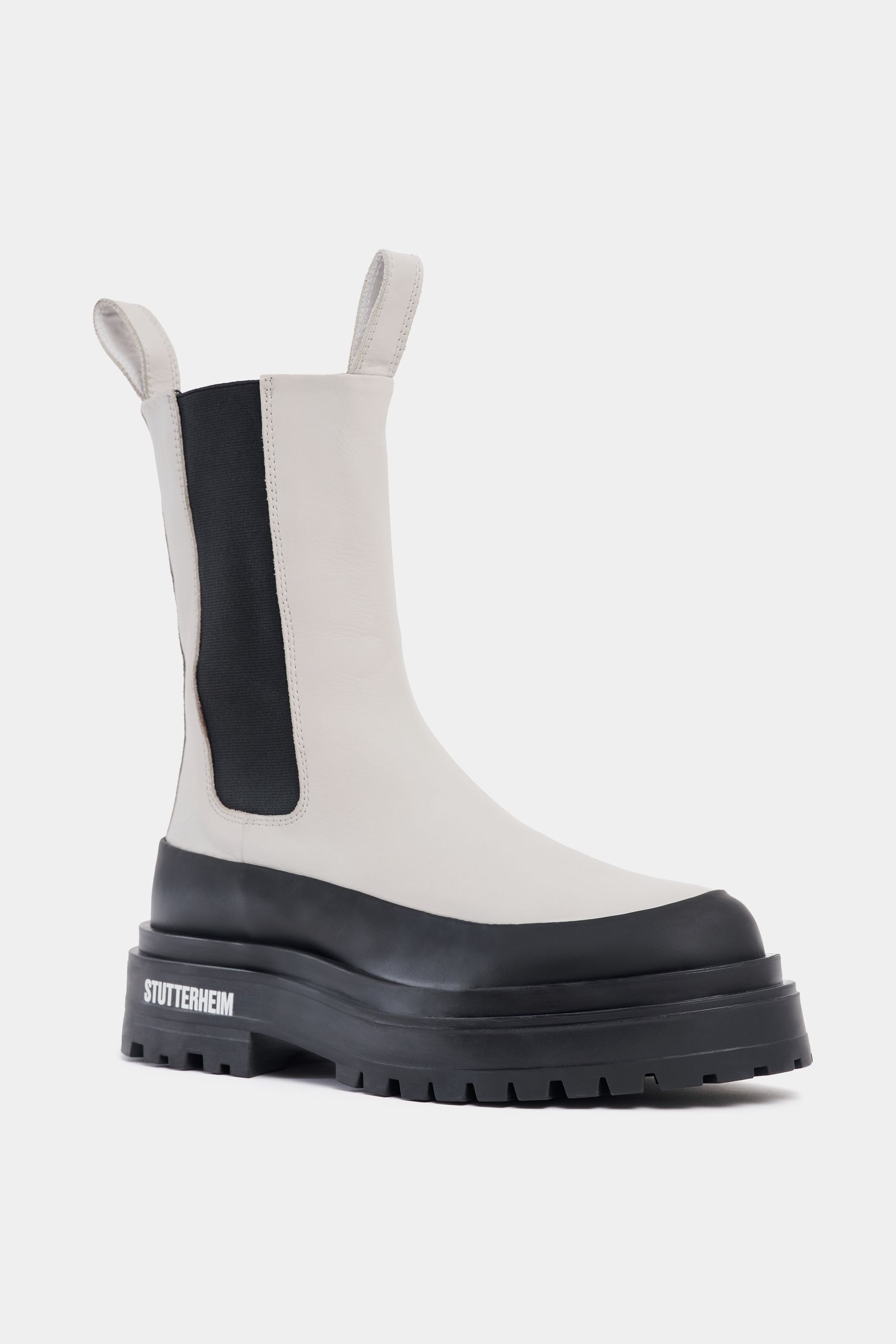 stutterheim high walker leather boots ivory footwear chelsea-boots