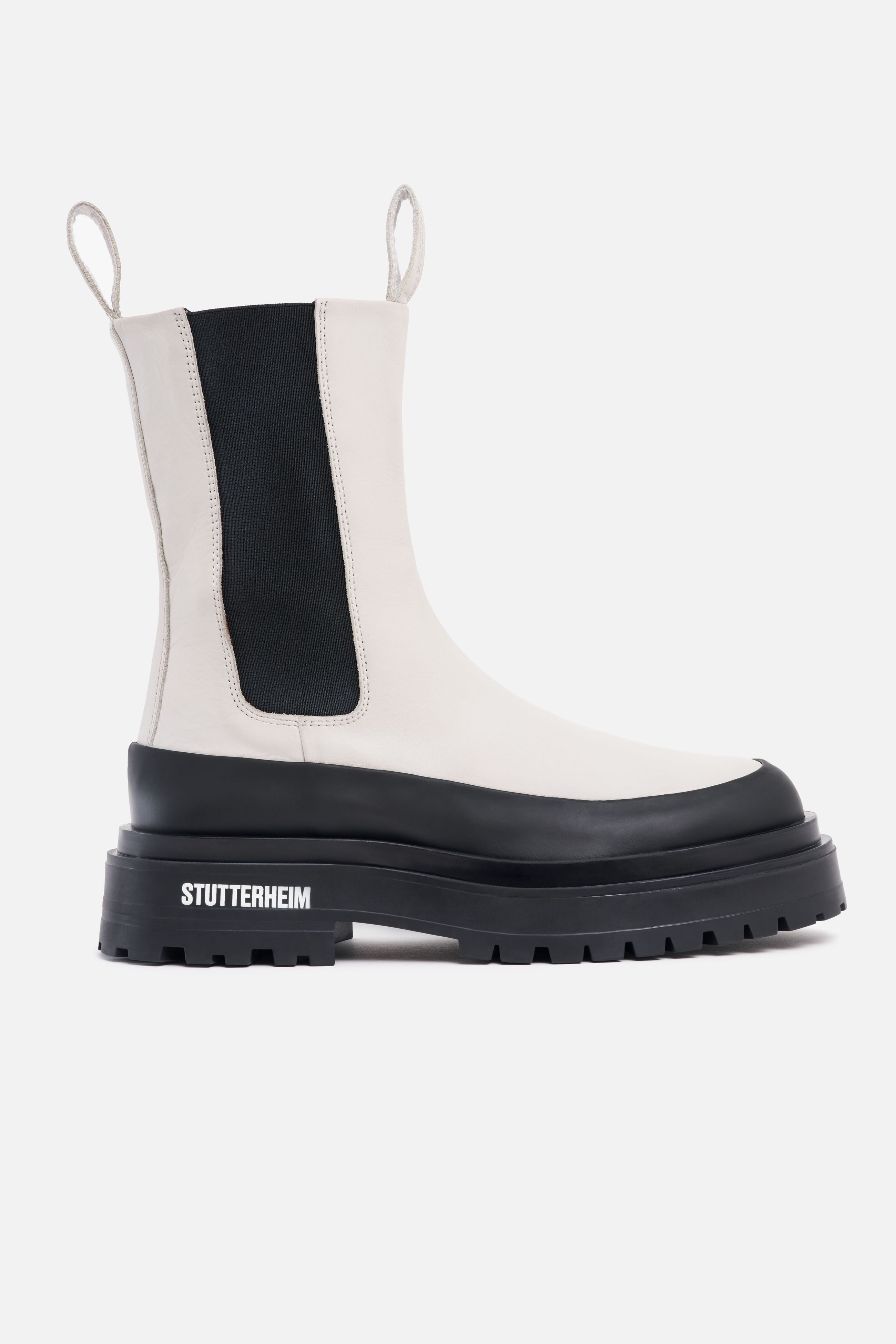stutterheim high walker leather boots ivory footwear chelsea-boots