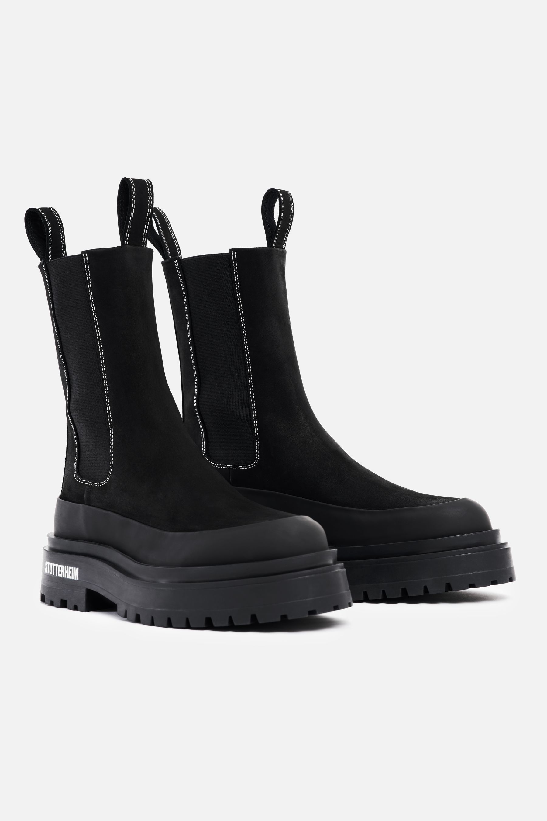 stutterheim high walker nubuck boots black footwear chelsea-boots