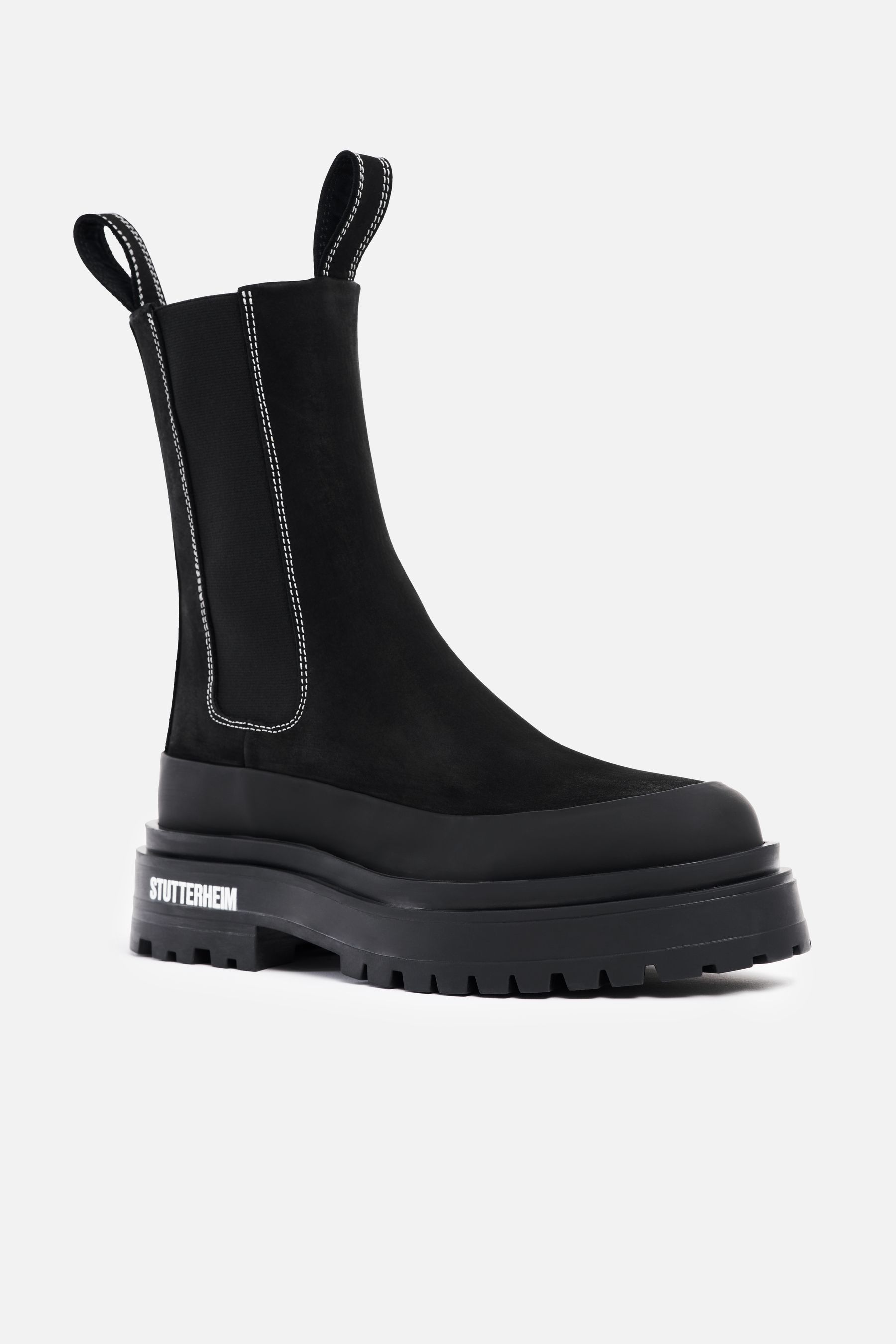 stutterheim high walker nubuck boots black footwear chelsea-boots