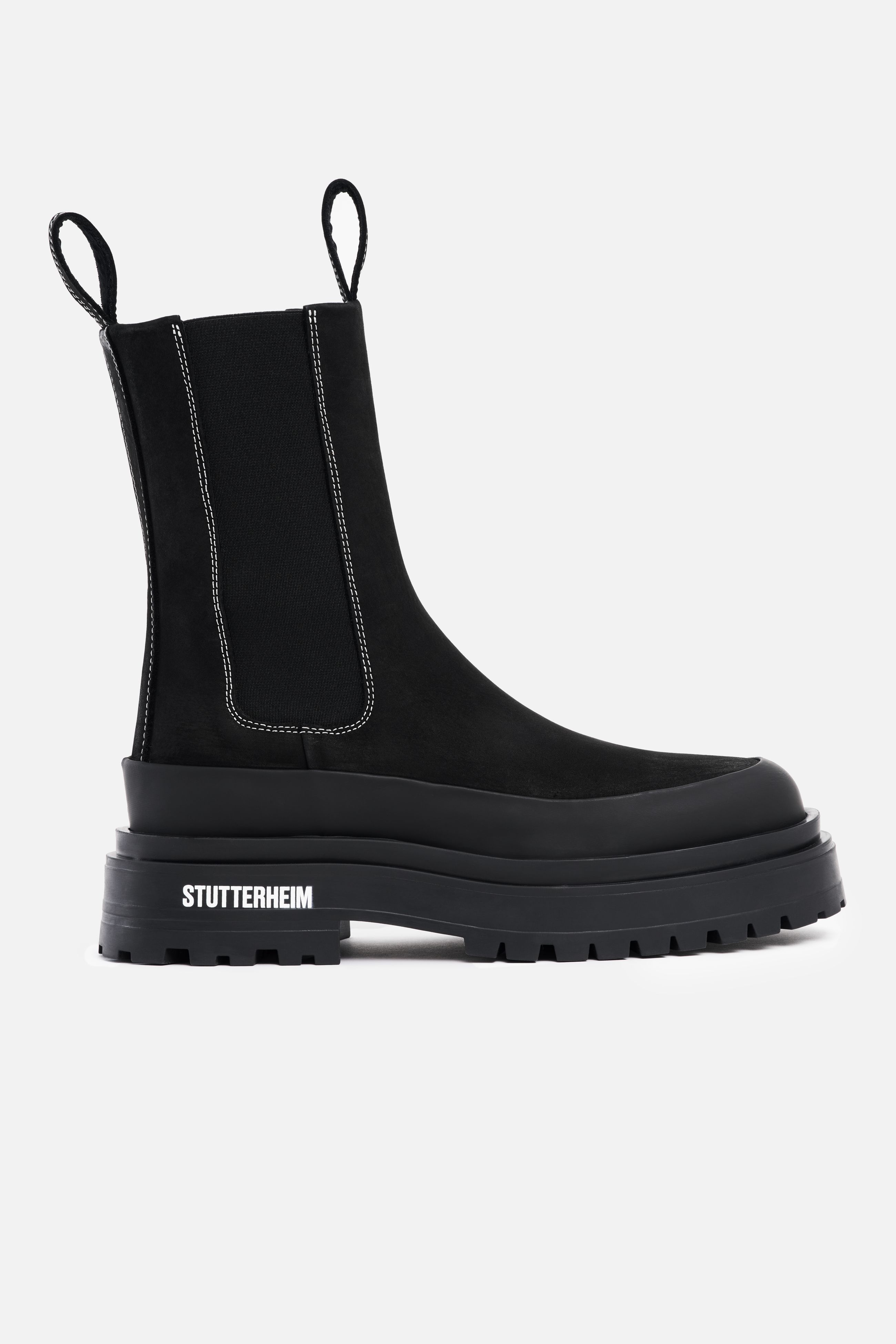 stutterheim high walker nubuck boots black footwear chelsea-boots