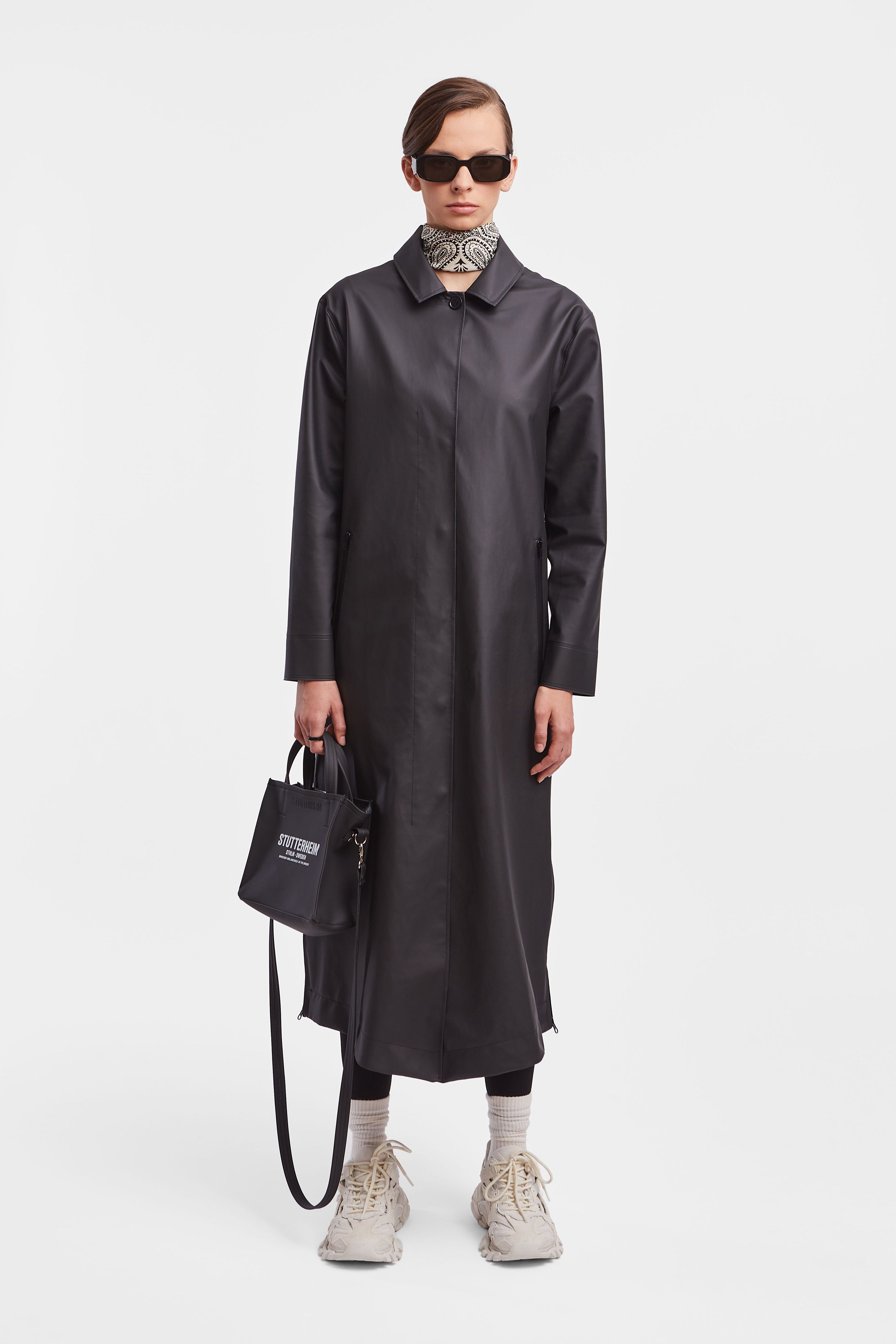 stutterheim hornstull long raincoat black women jackets trench-coats