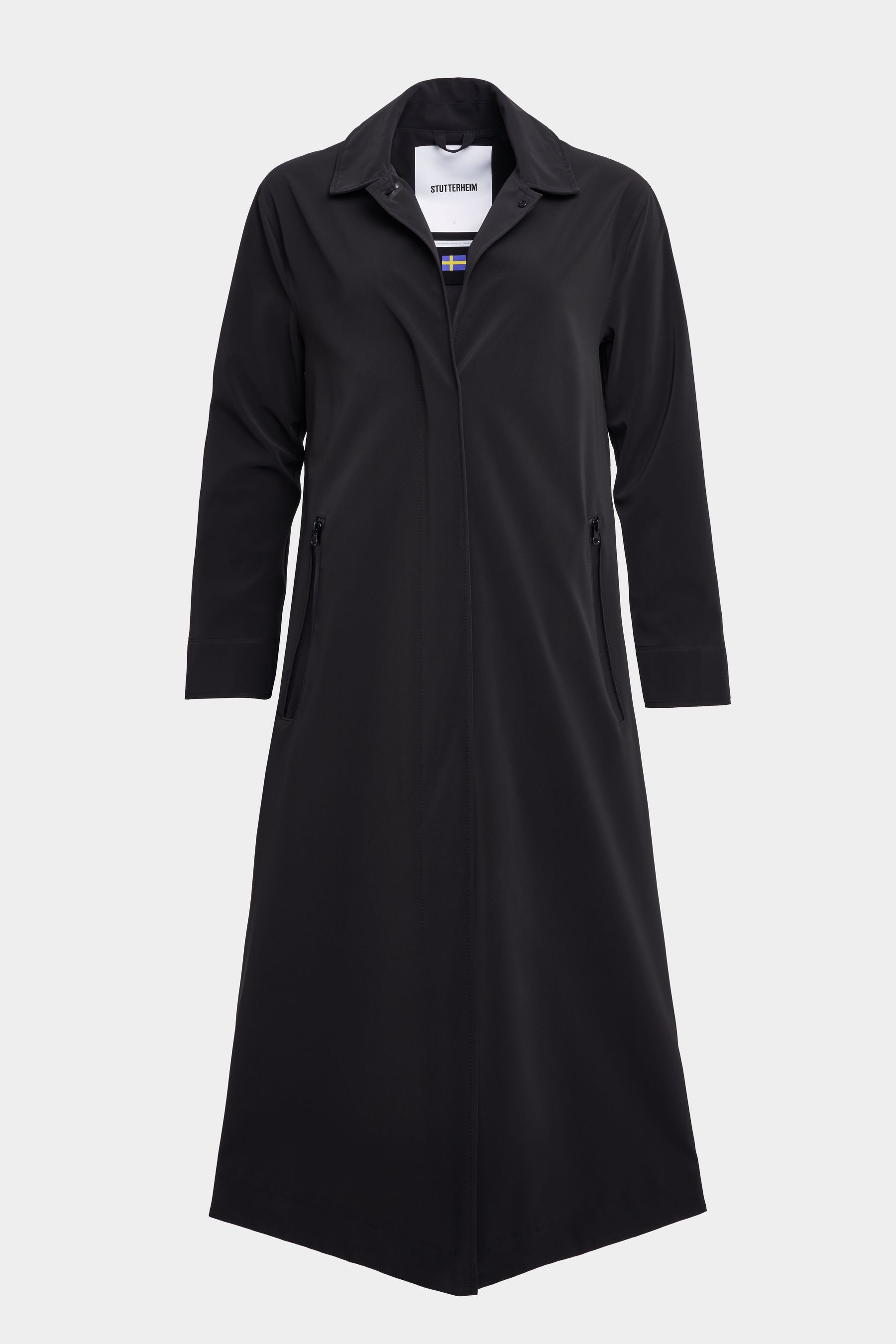 stutterheim hornstull matte long raincoat black women jackets trench-coats