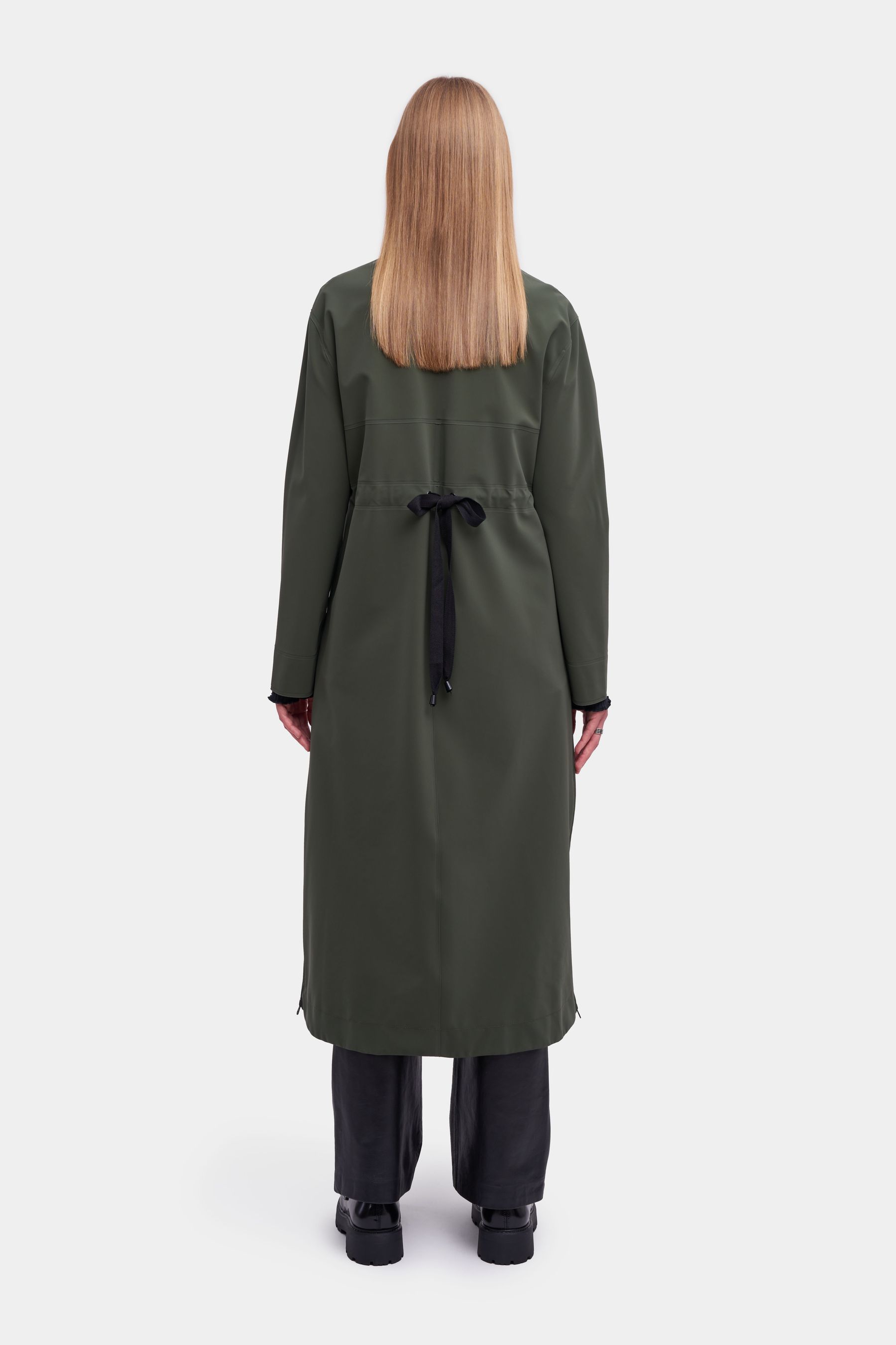 stutterheim hornstull matte long raincoat dark green women jackets trench-coats