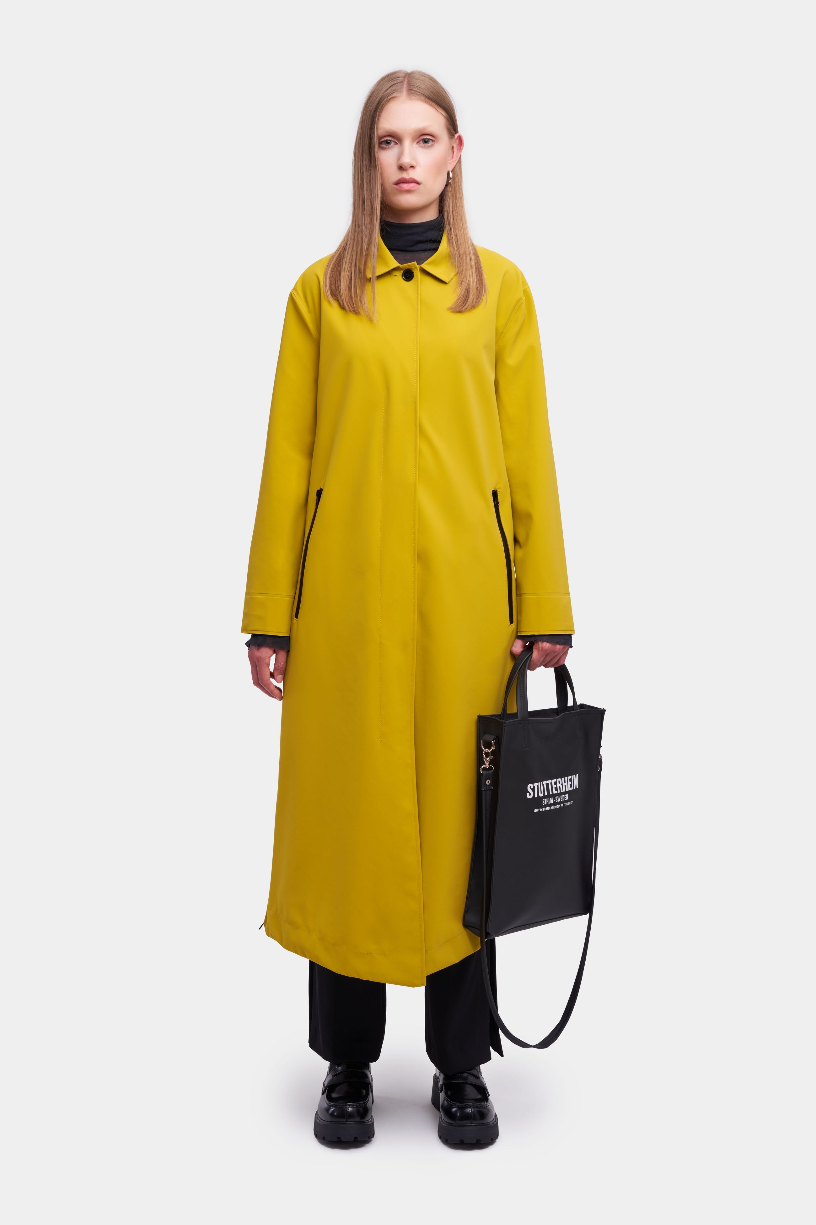 stutterheim hornstull matte long raincoat gold women jackets trench-coats