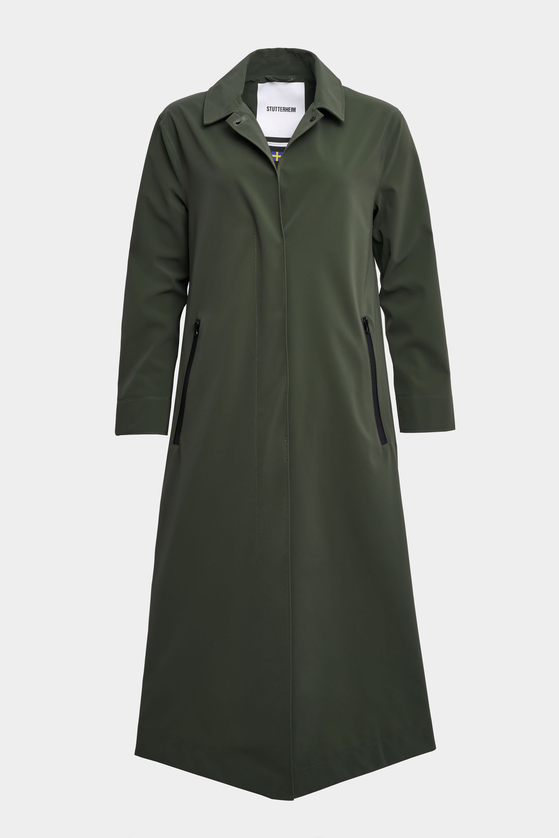 stutterheim hornstull matte long raincoat green women jackets trench-coats