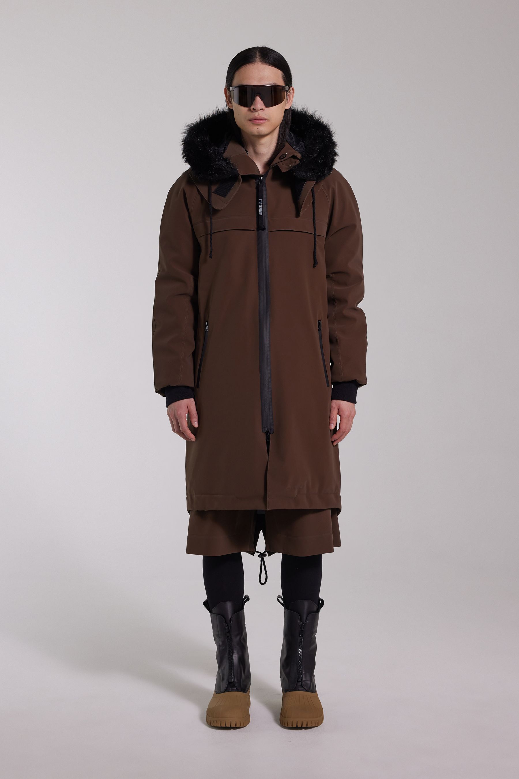 stutterheim kalix matte parka dark brown men jackets parkas