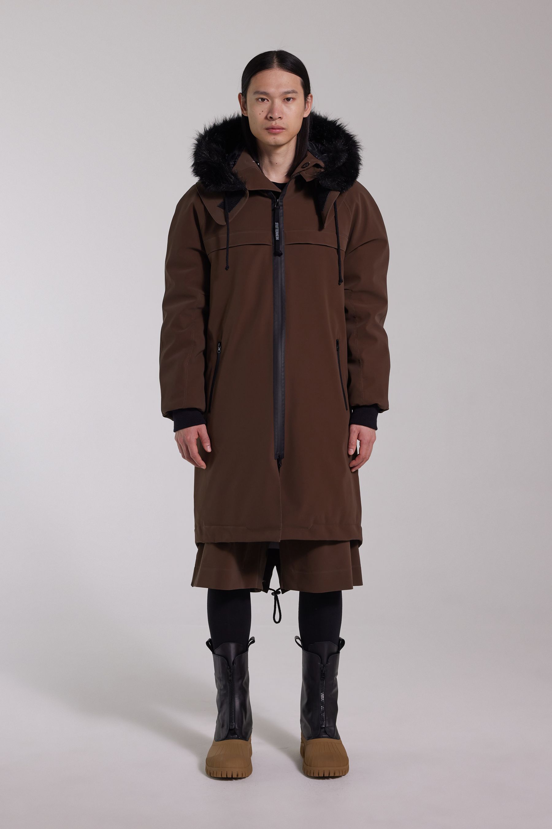 stutterheim kalix matte parka dark brown men jackets parkas