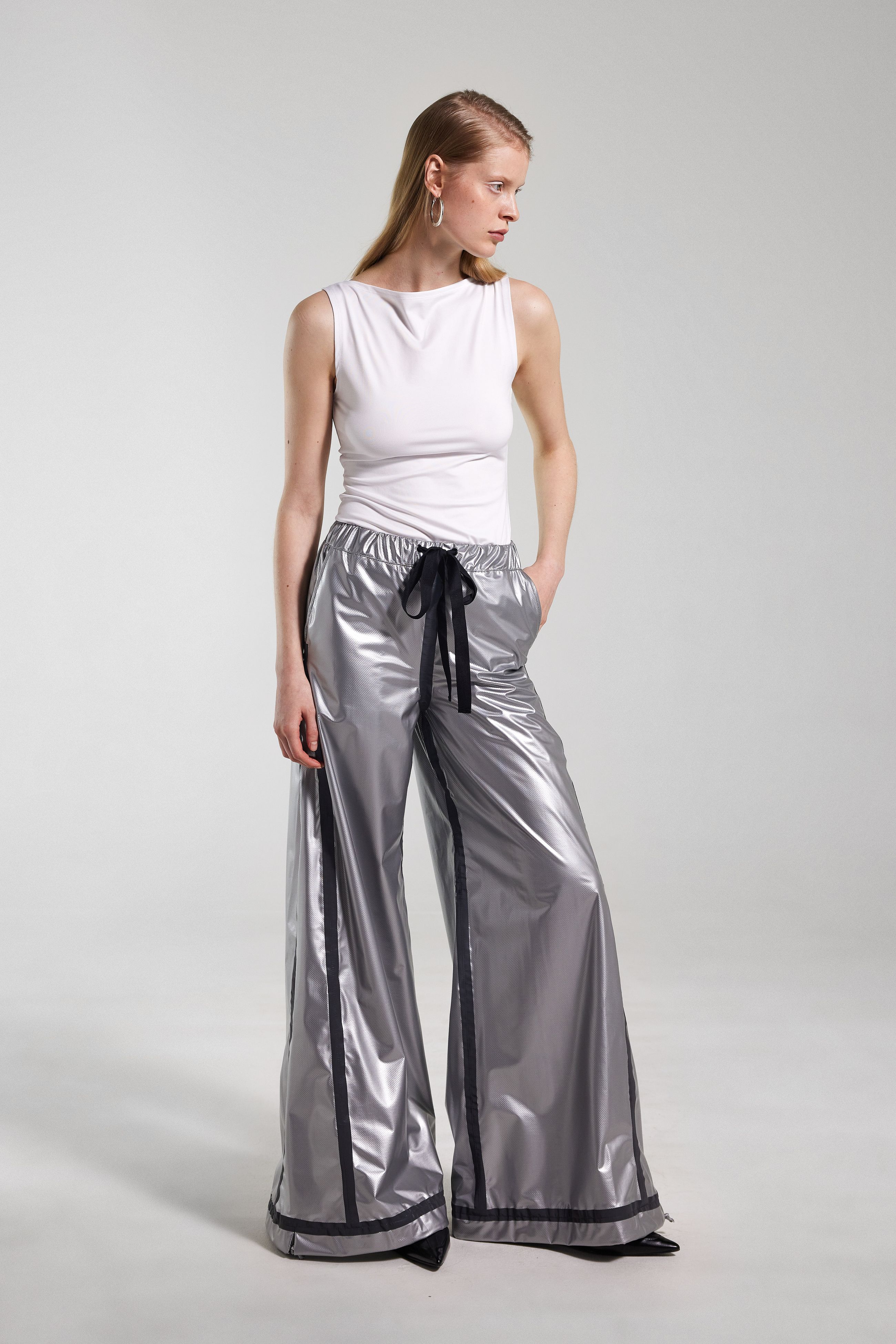 stutterheim karla trousers tape silver women bottoms