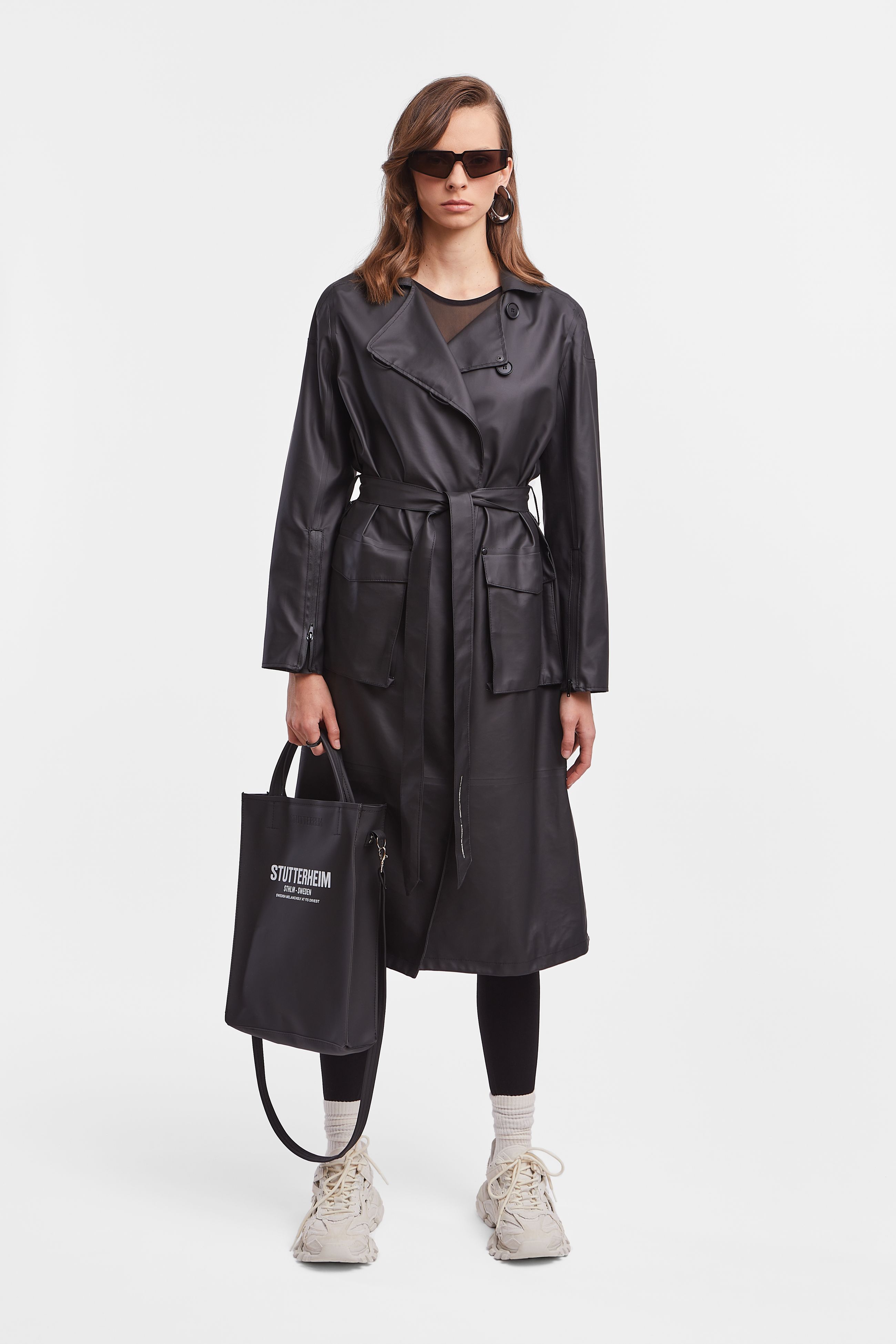 stutterheim kista lightweight trench coat black women jackets trench-coats