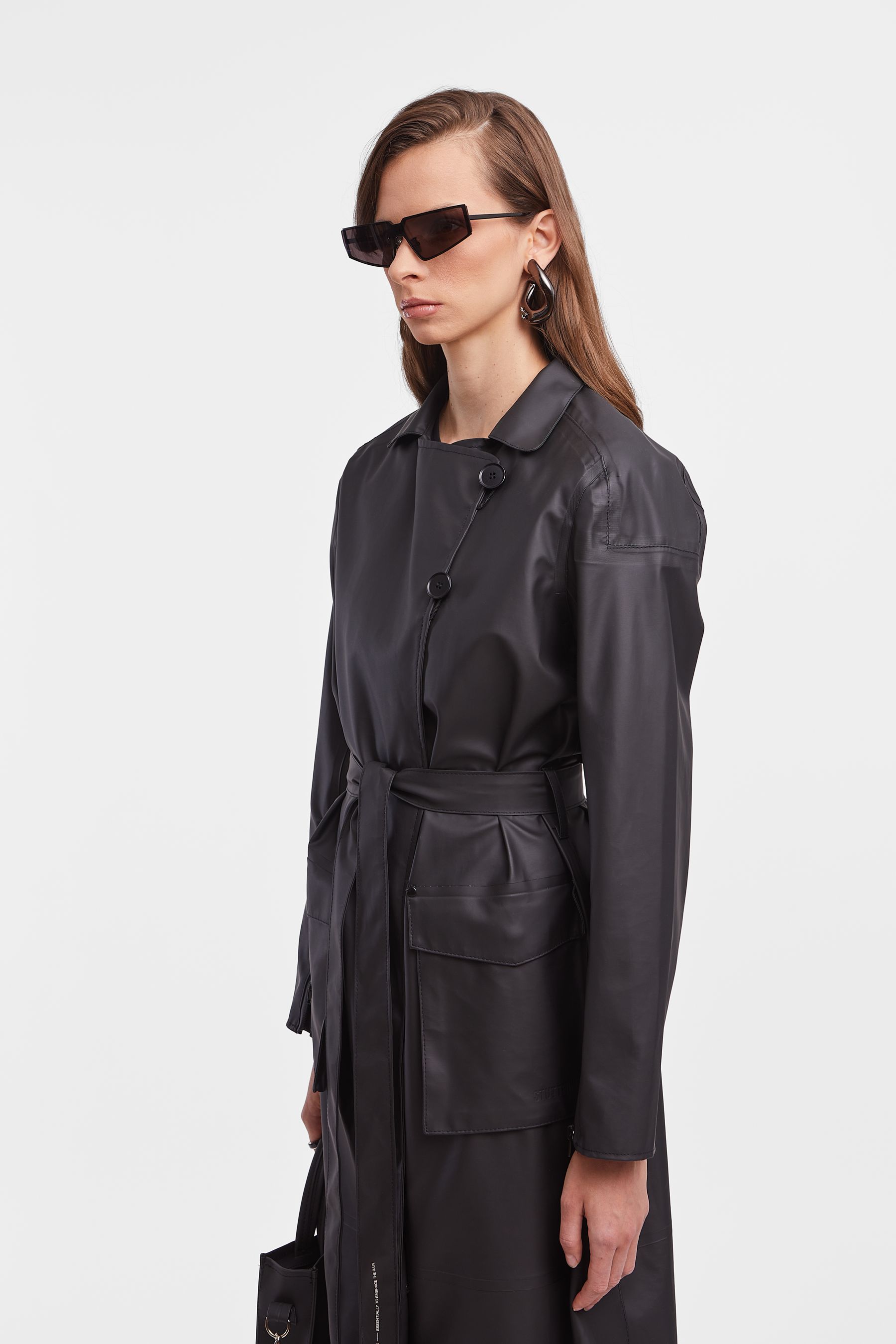 stutterheim kista lightweight trench coat black women jackets trench-coats