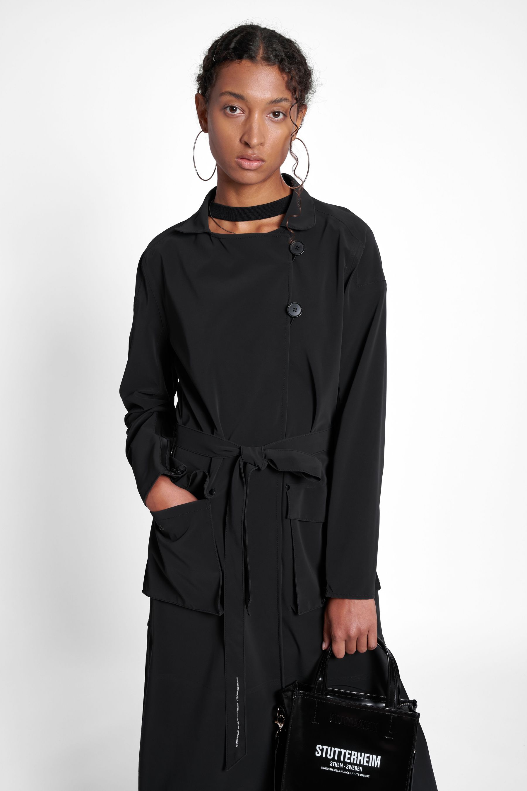 stutterheim kista matte trench coat black women jackets trench-coats