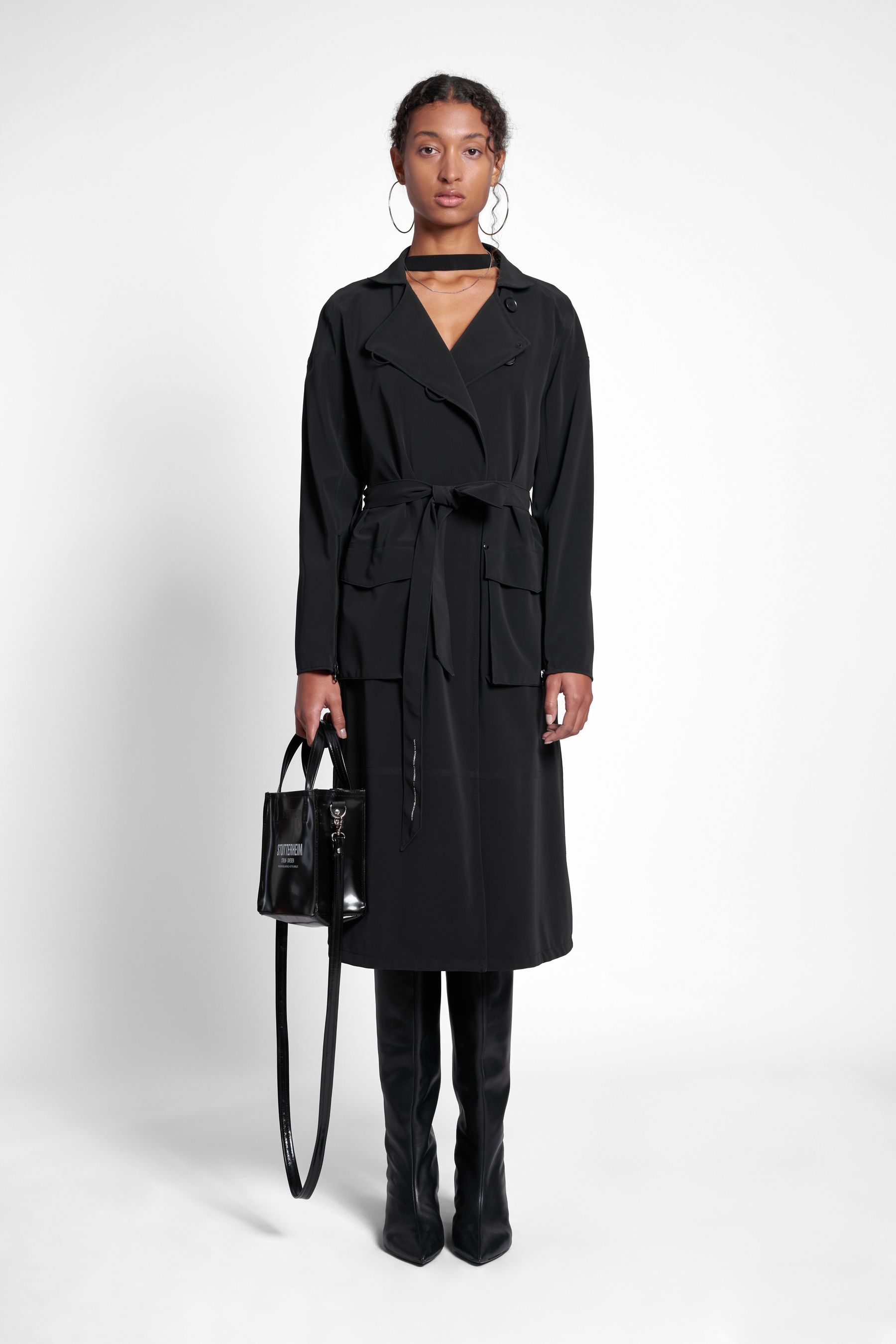 stutterheim kista matte trench coat black women jackets trench-coats