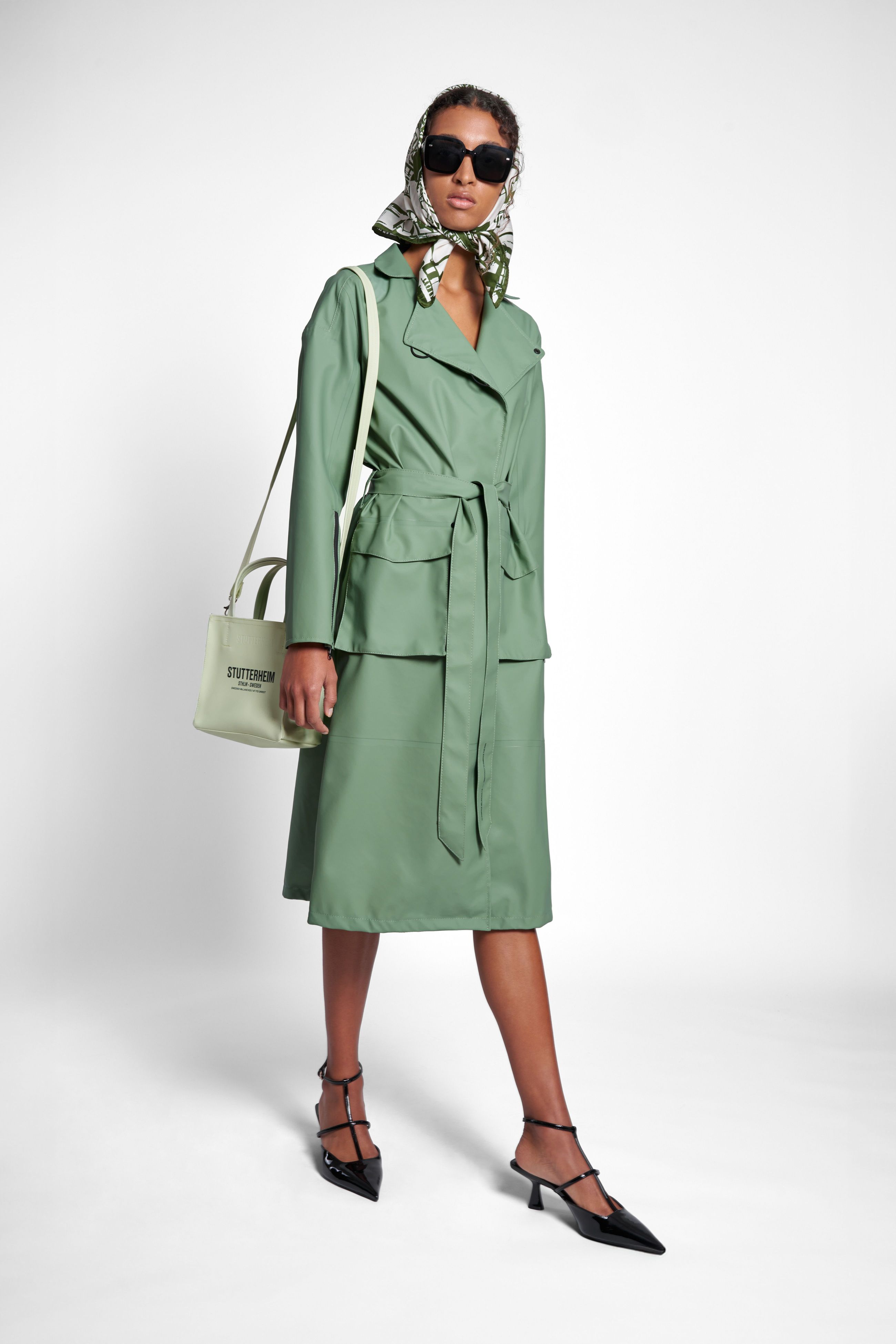 stutterheim kista trench coat loden green women jackets trench-coats