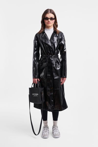 【44】RAINDROP STUDS COAT - BLACK Geox® DIAMOND: Women's black Trench Coat | Geox®