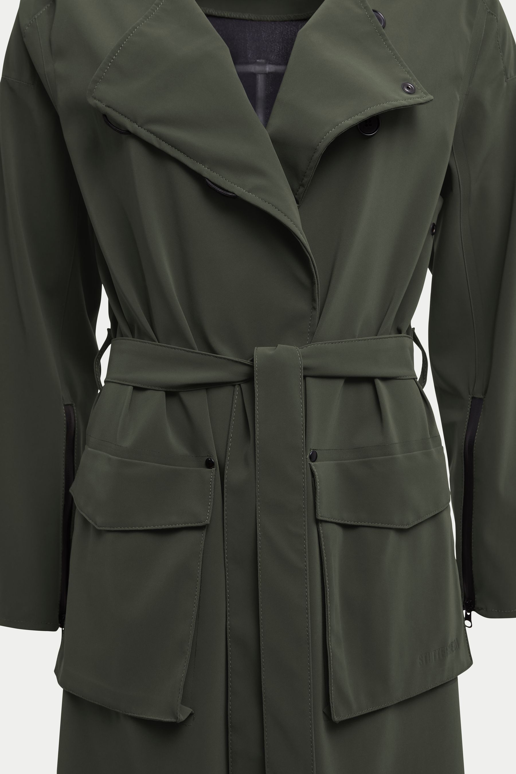 stutterheim kista matte trench coat dark green women jackets trench-coats