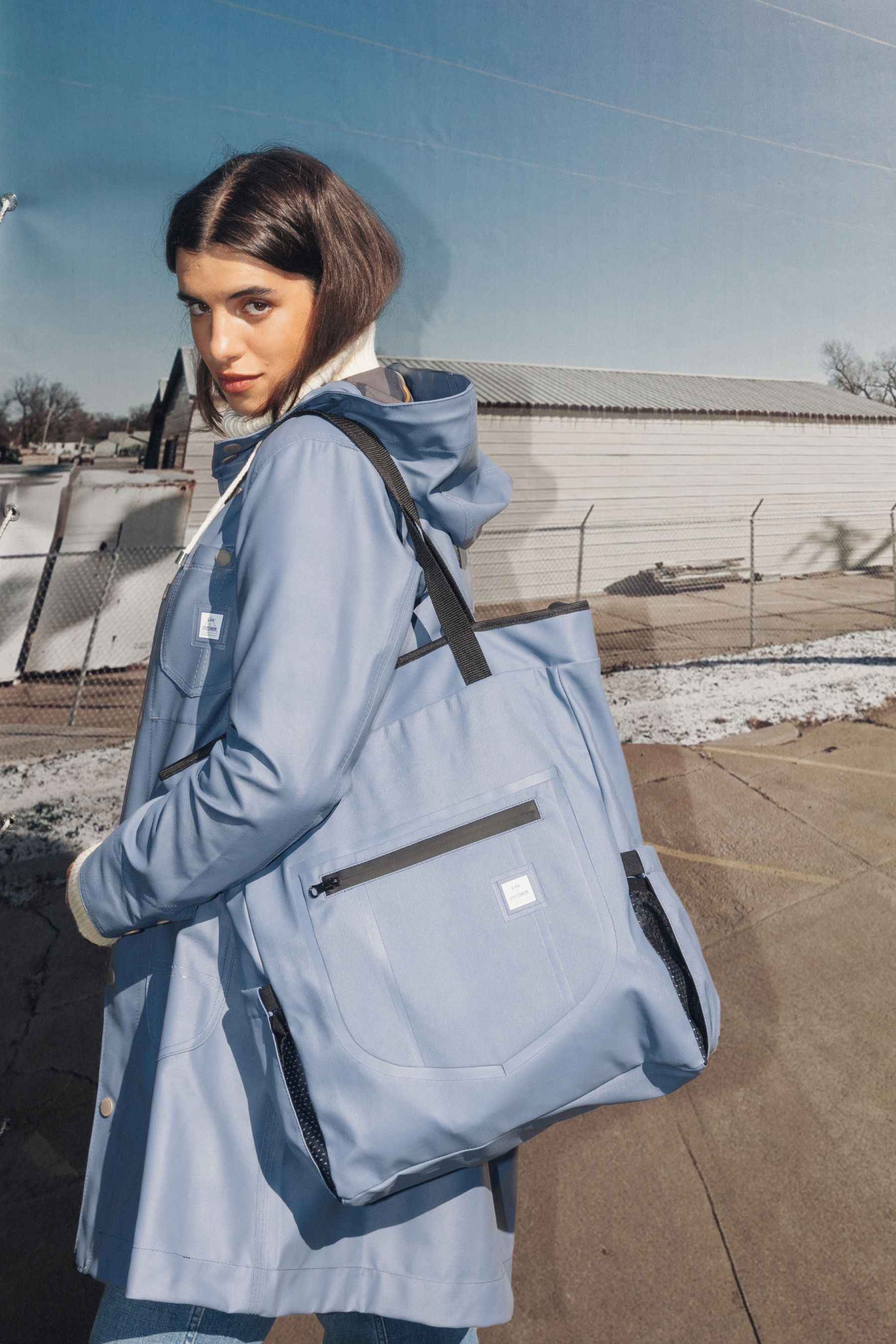 stutterheim lee® x backpack tote ash blue accessories bags backpacks