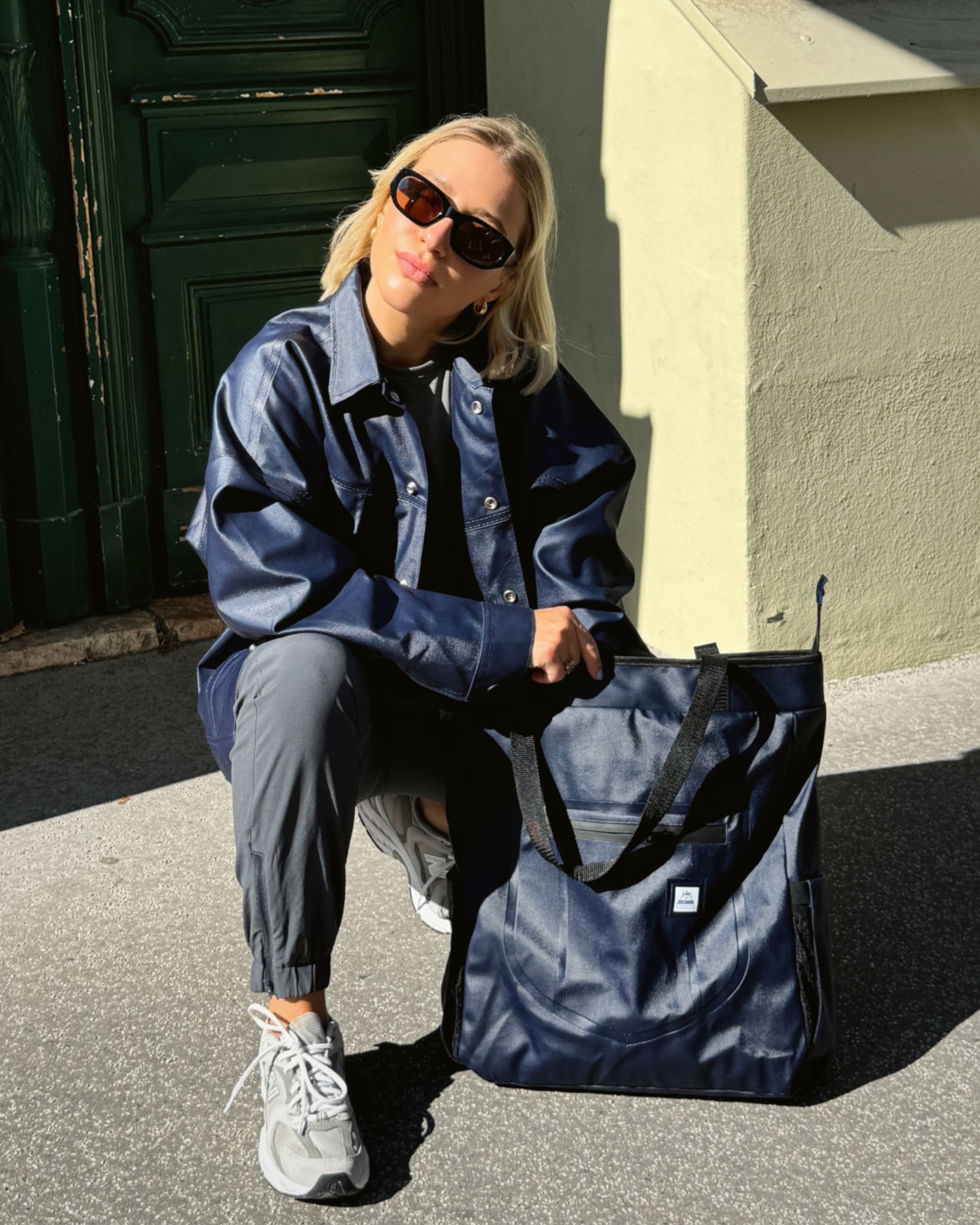 stutterheim lee® x backpack tote aviator navy  accessories bags backpacks