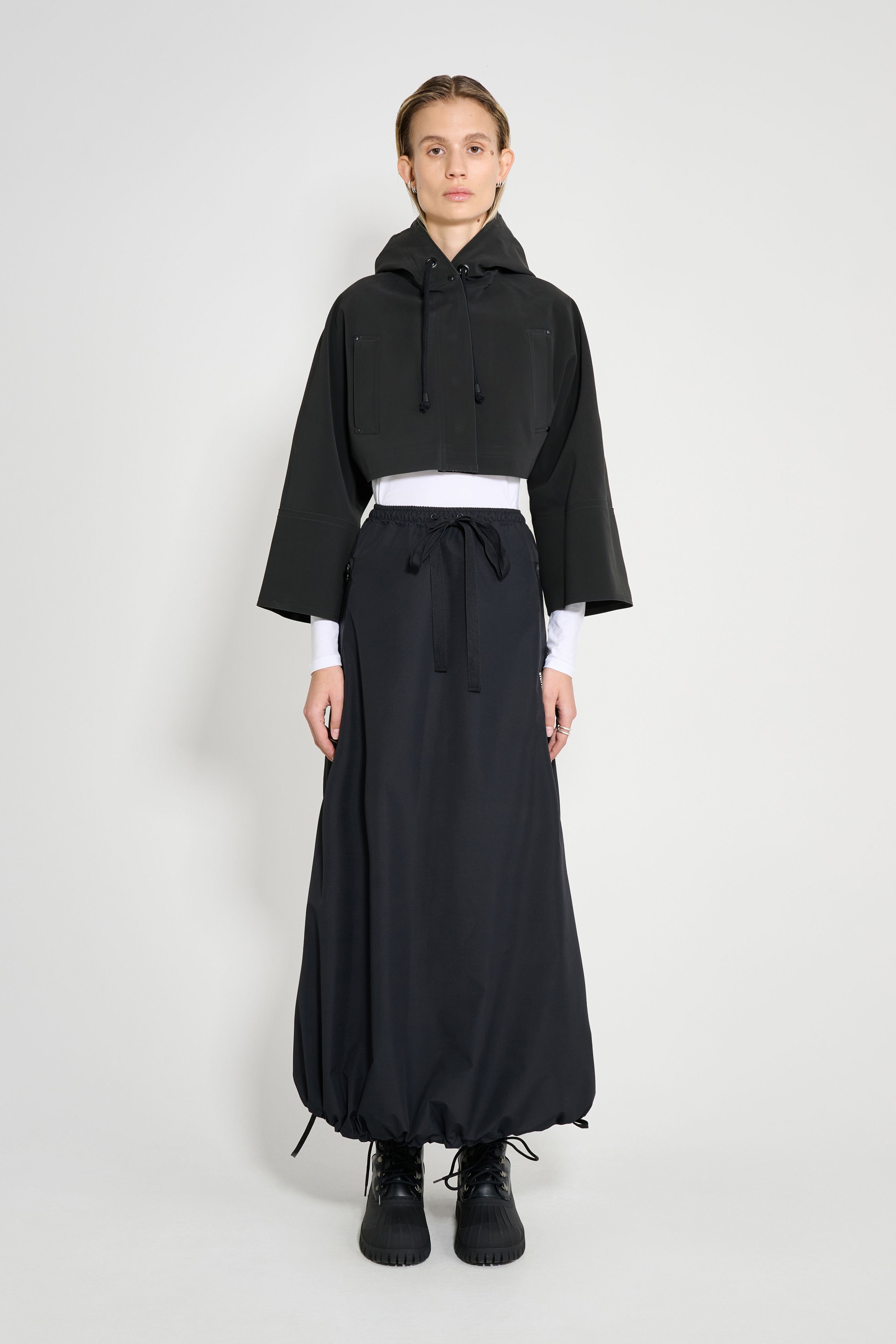 stutterheim lilla tre cropped raincoat black women jackets raincoats