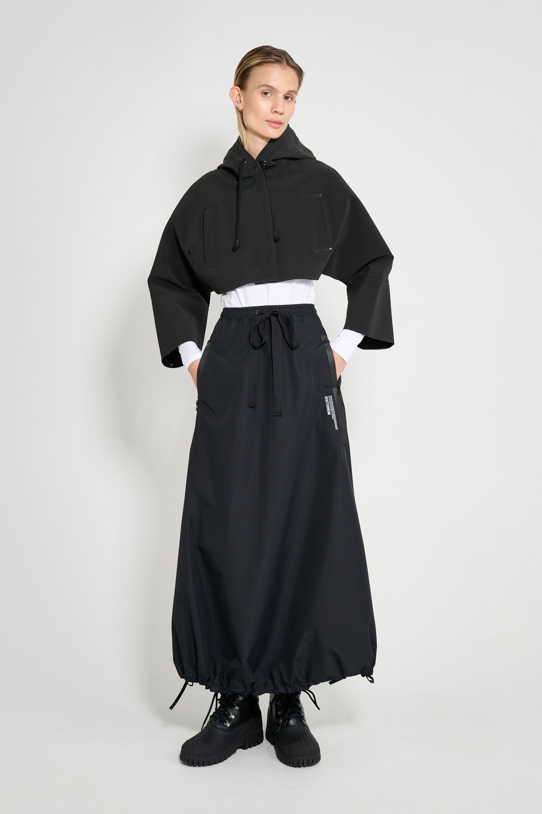 stutterheim lilla tre cropped raincoat black women jackets raincoats