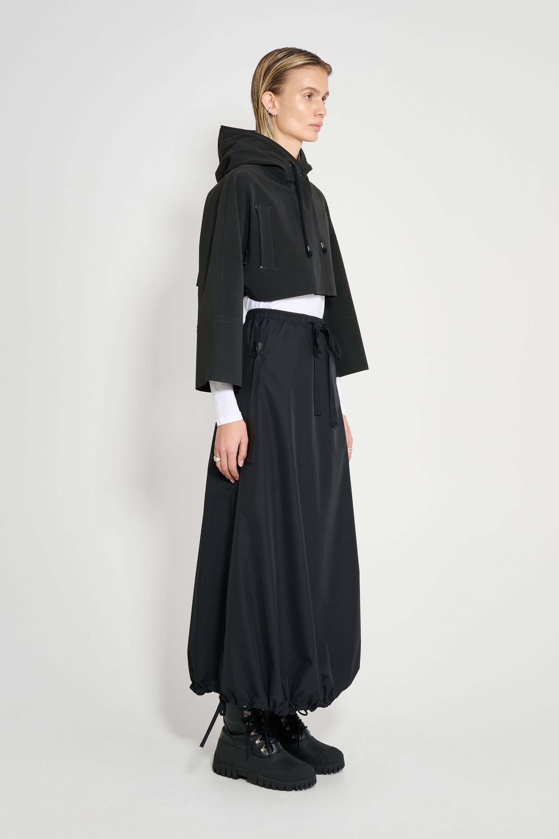 stutterheim lilla tre cropped raincoat black women jackets raincoats