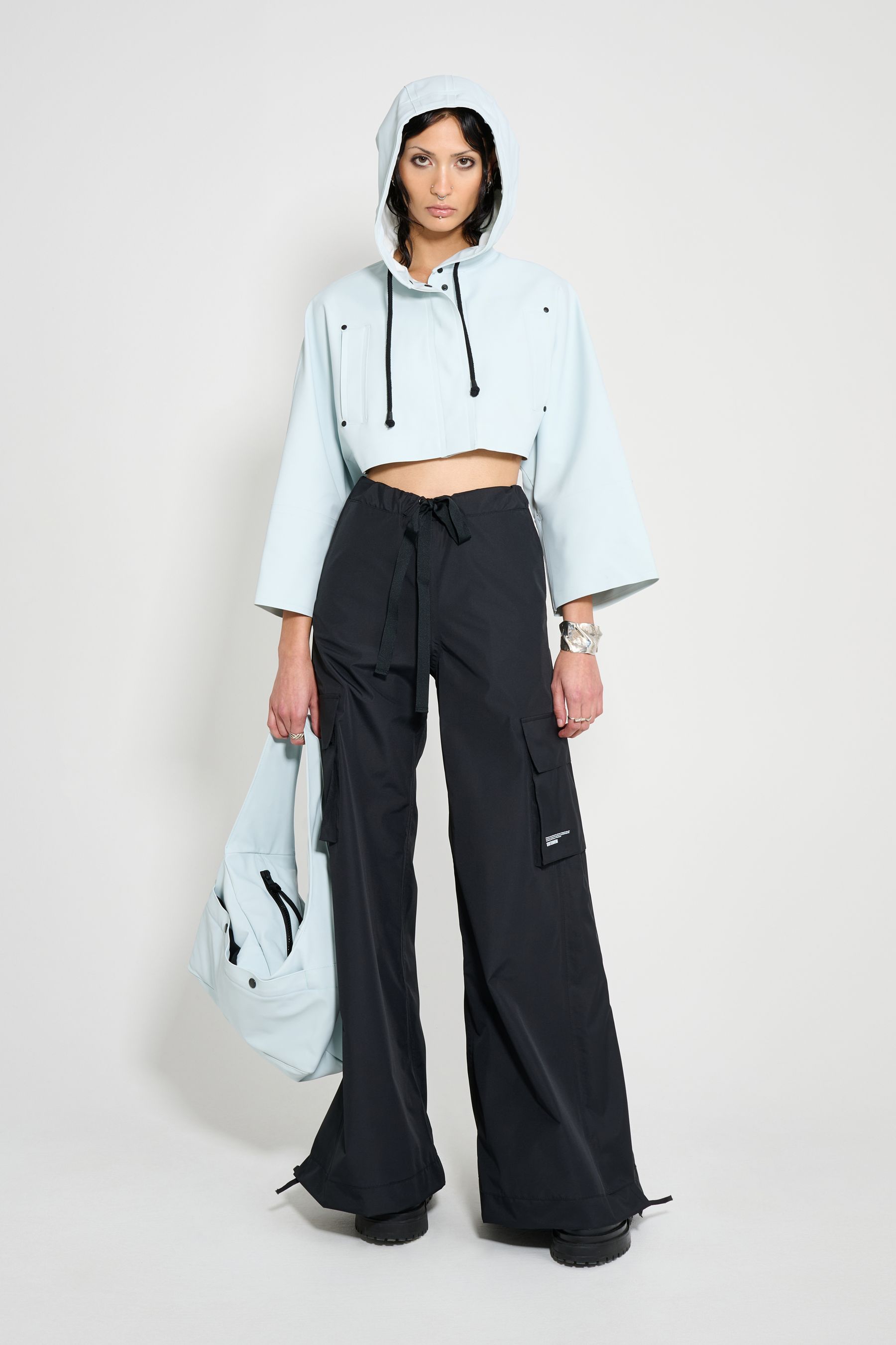 stutterheim lilla tre cropped raincoat frost grey women jackets raincoats