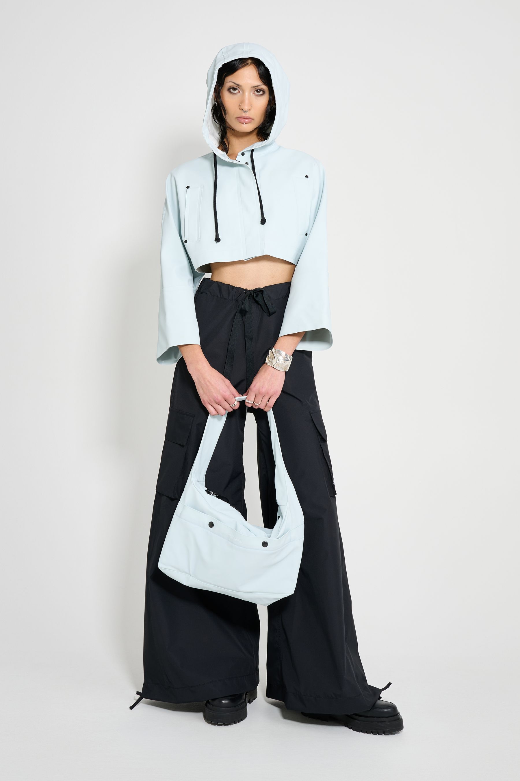 stutterheim lilla tre cropped raincoat frost grey women jackets raincoats