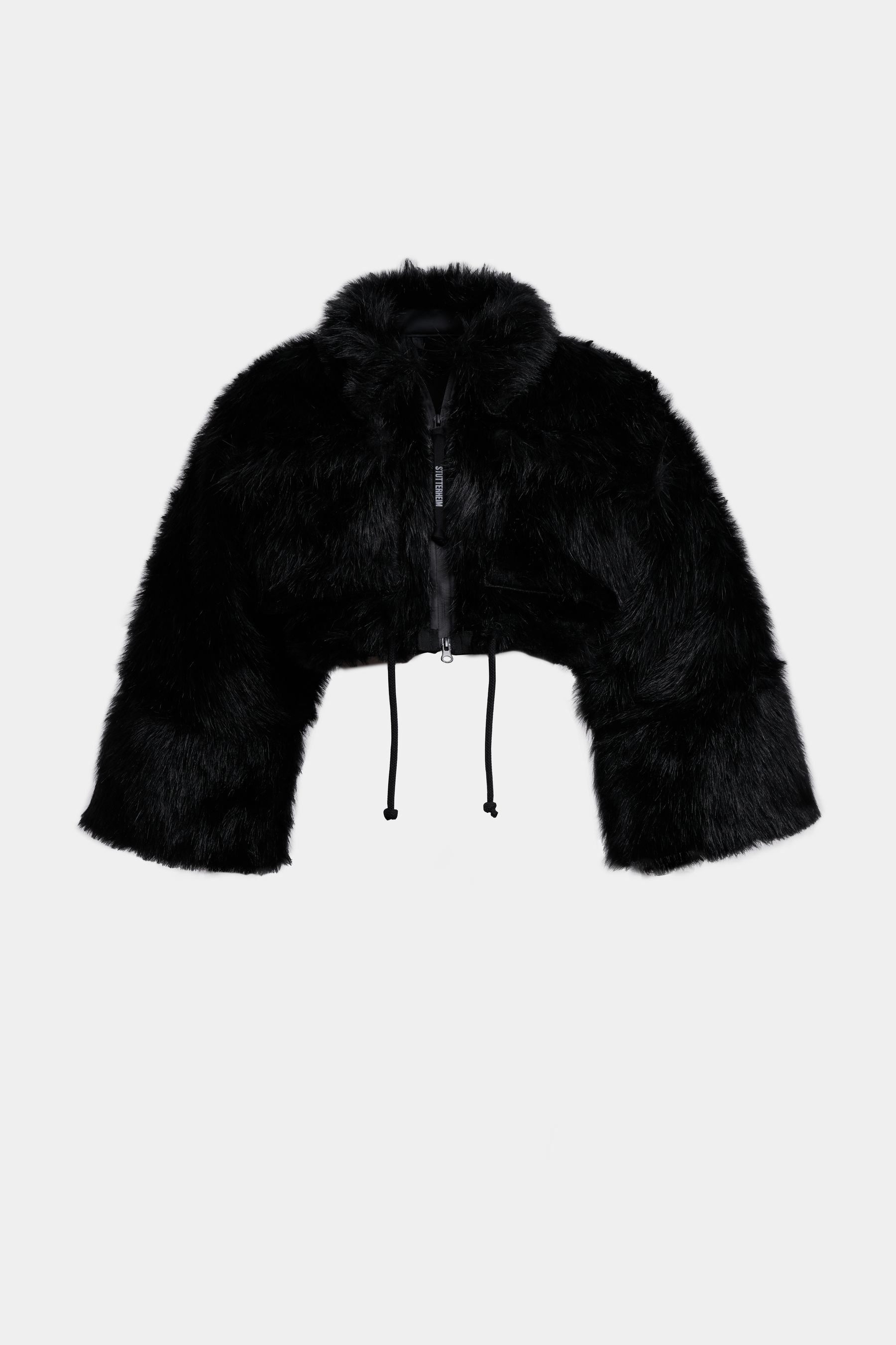 stutterheim lilla tre zip faux fur black women jackets