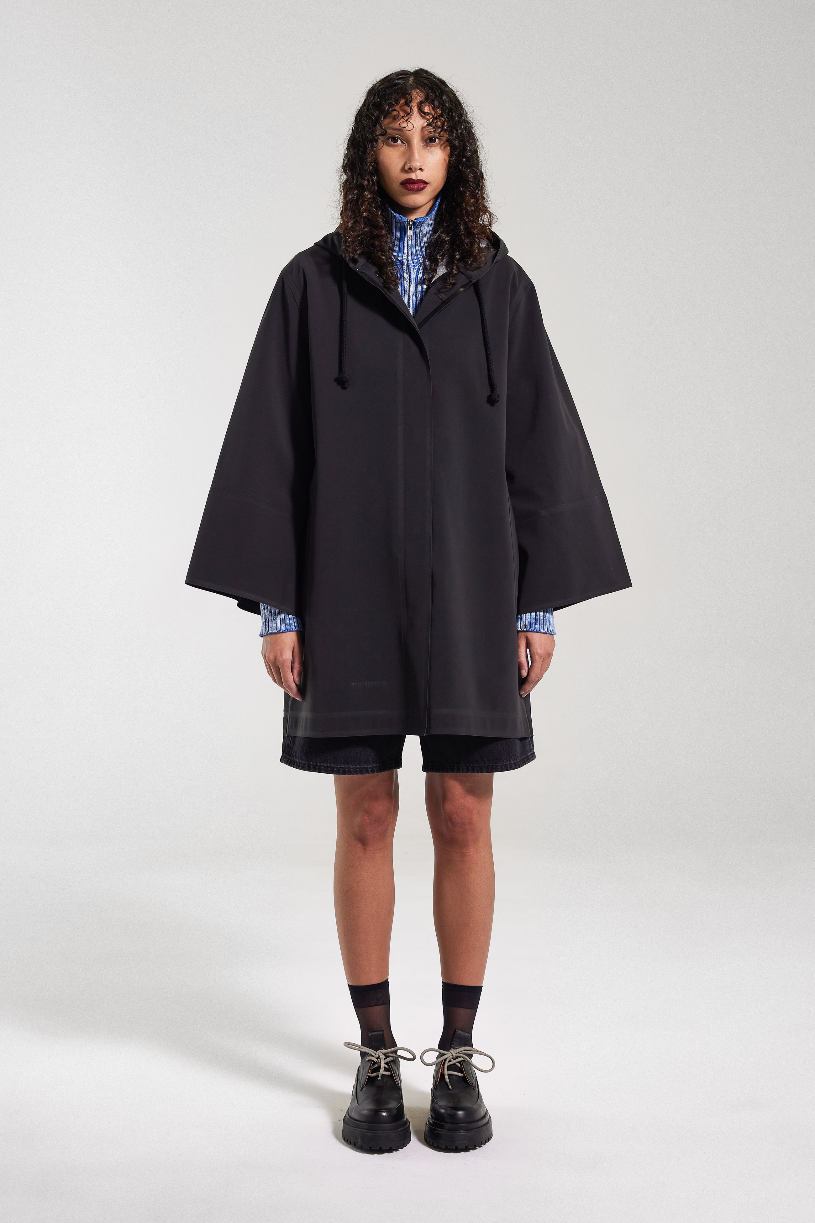 stutterheim lubban lightweight matte raincoat black women jackets raincoats