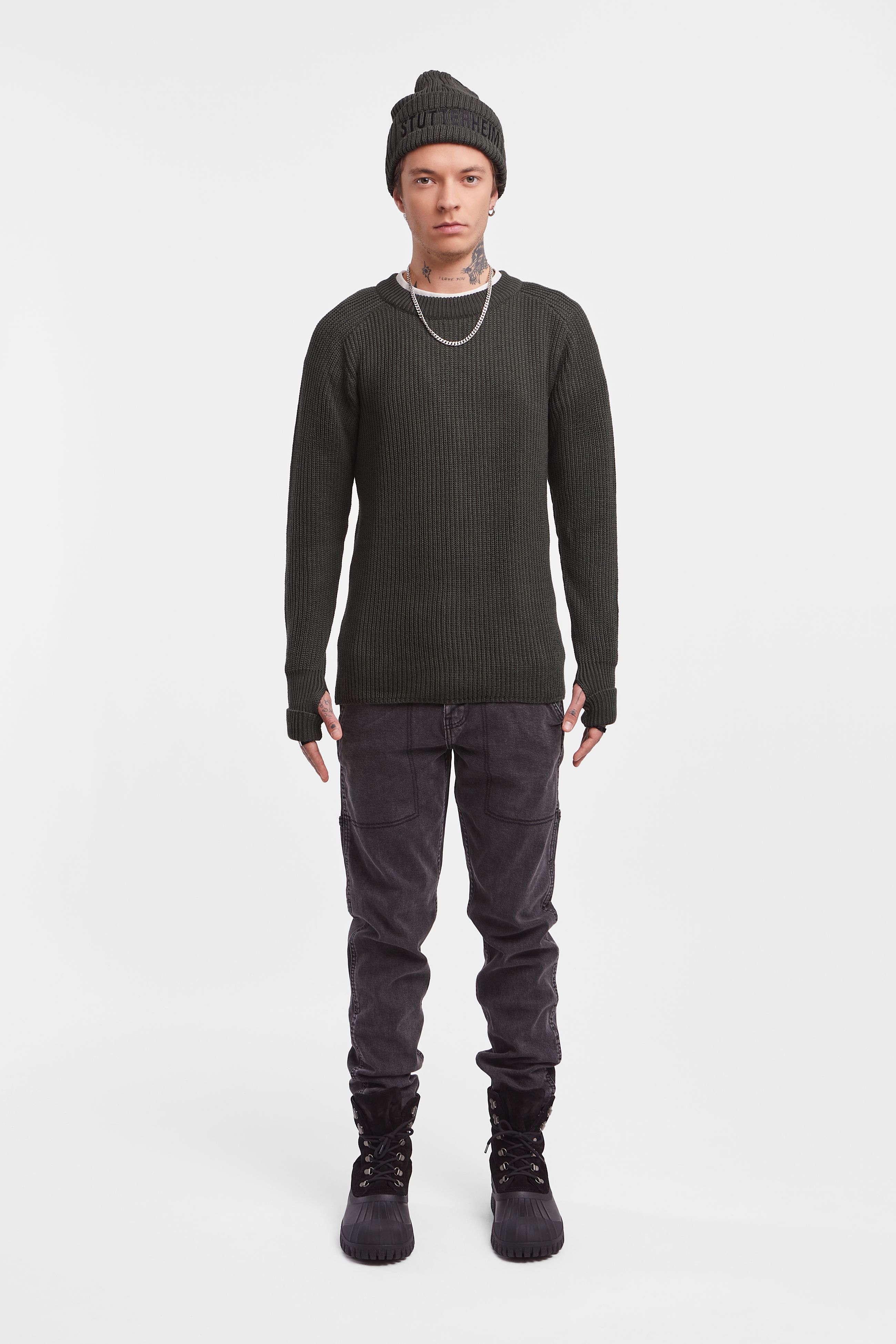 stutterheim original sweater green men knitwear