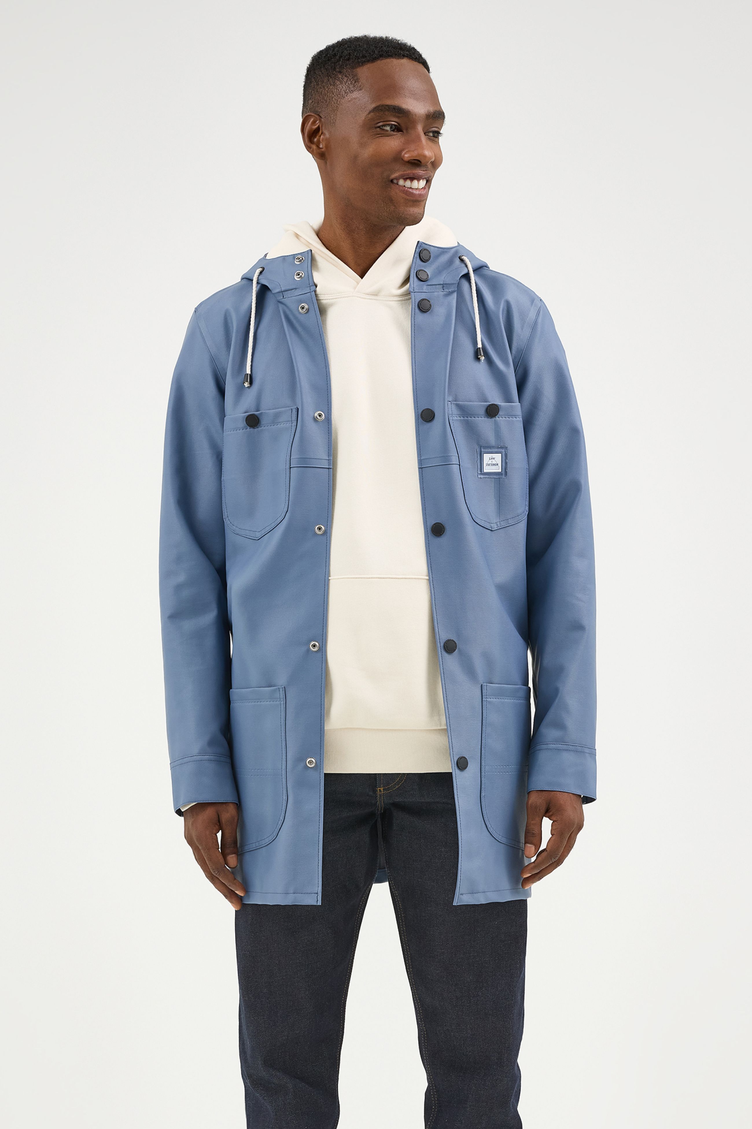 stutterheim men's lee® x chore coat ash blue men jackets raincoats