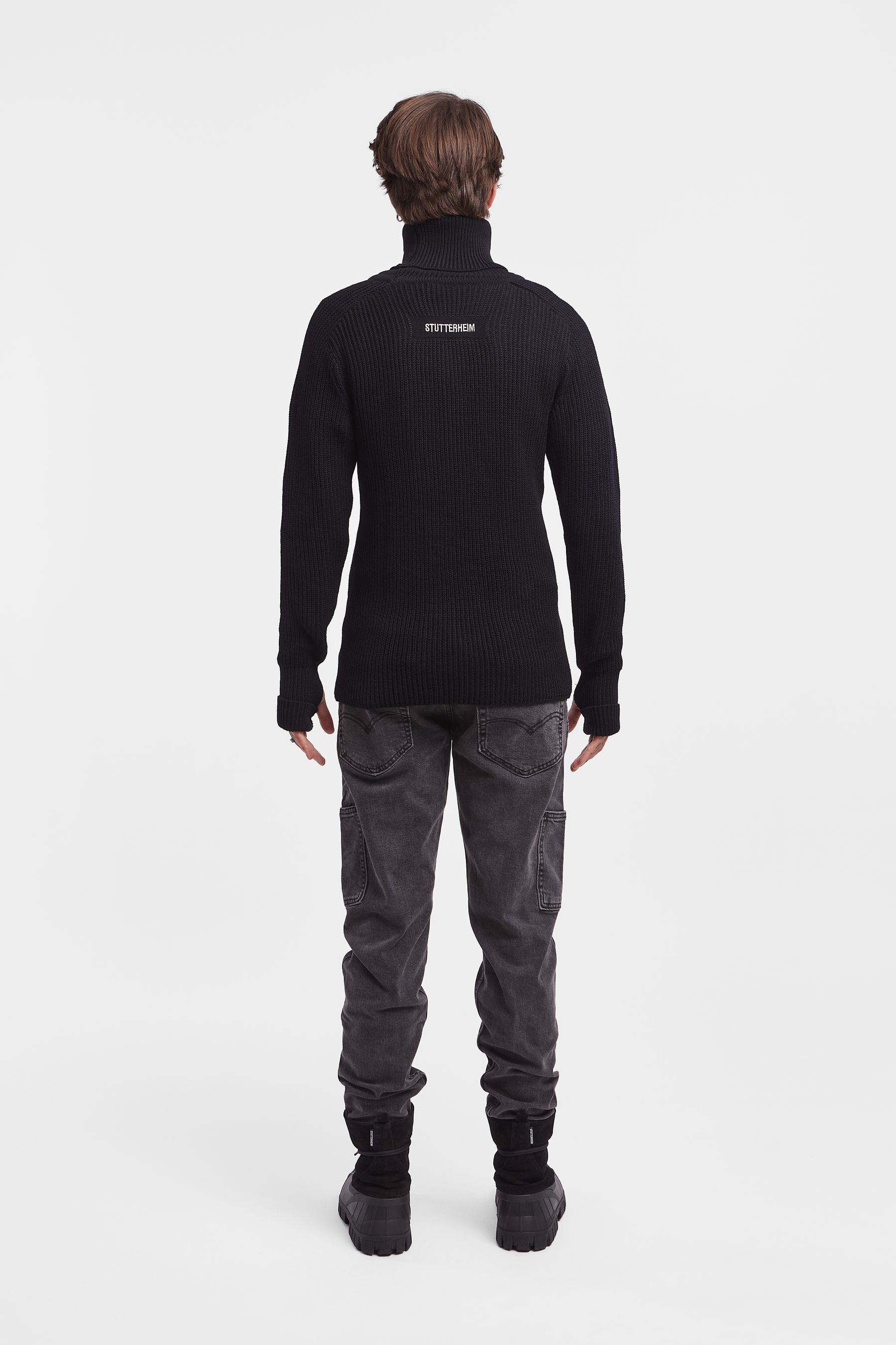 stutterheim original roller sweater black men knitwear